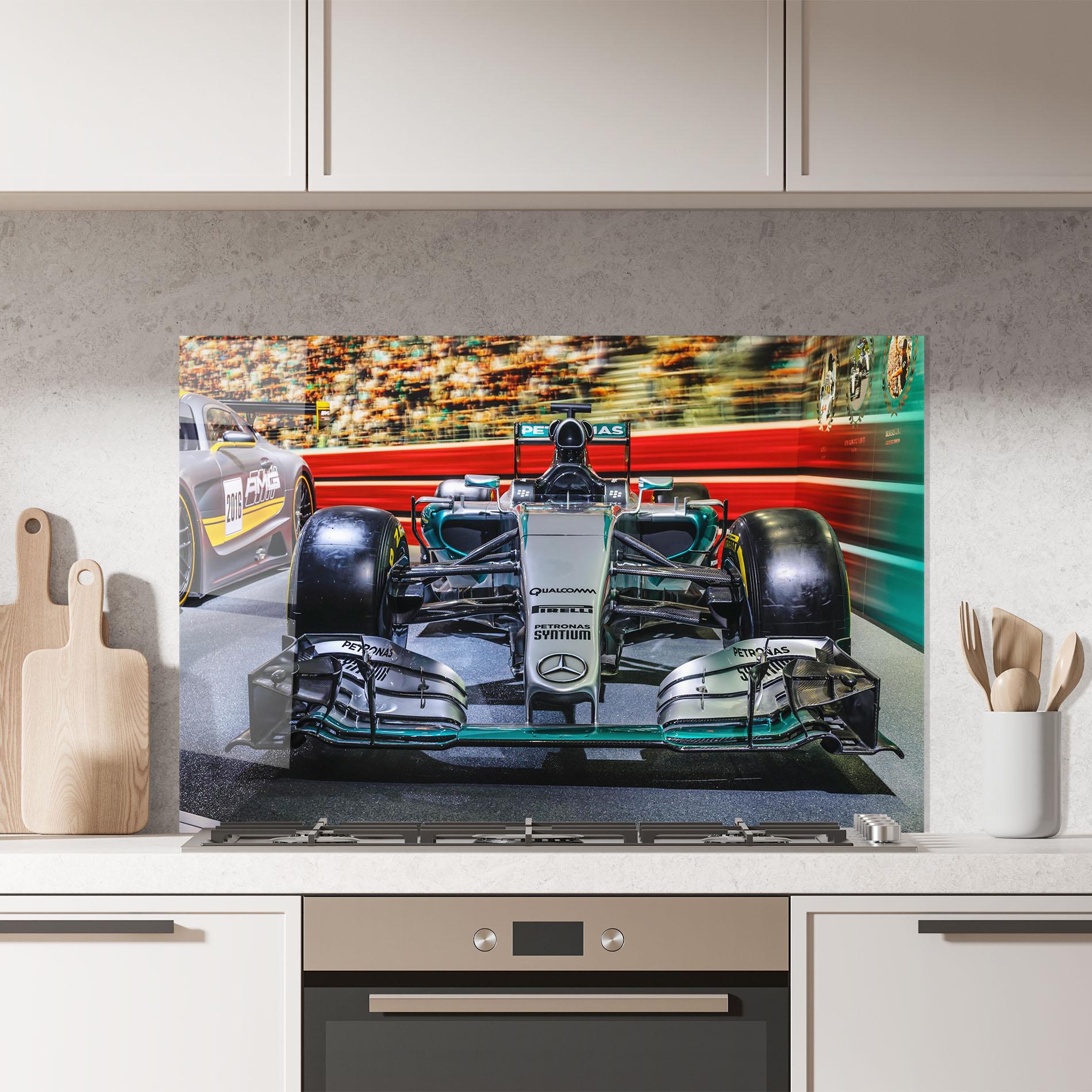 Konyhai üveg hátfal Black Green F1 mockup 7