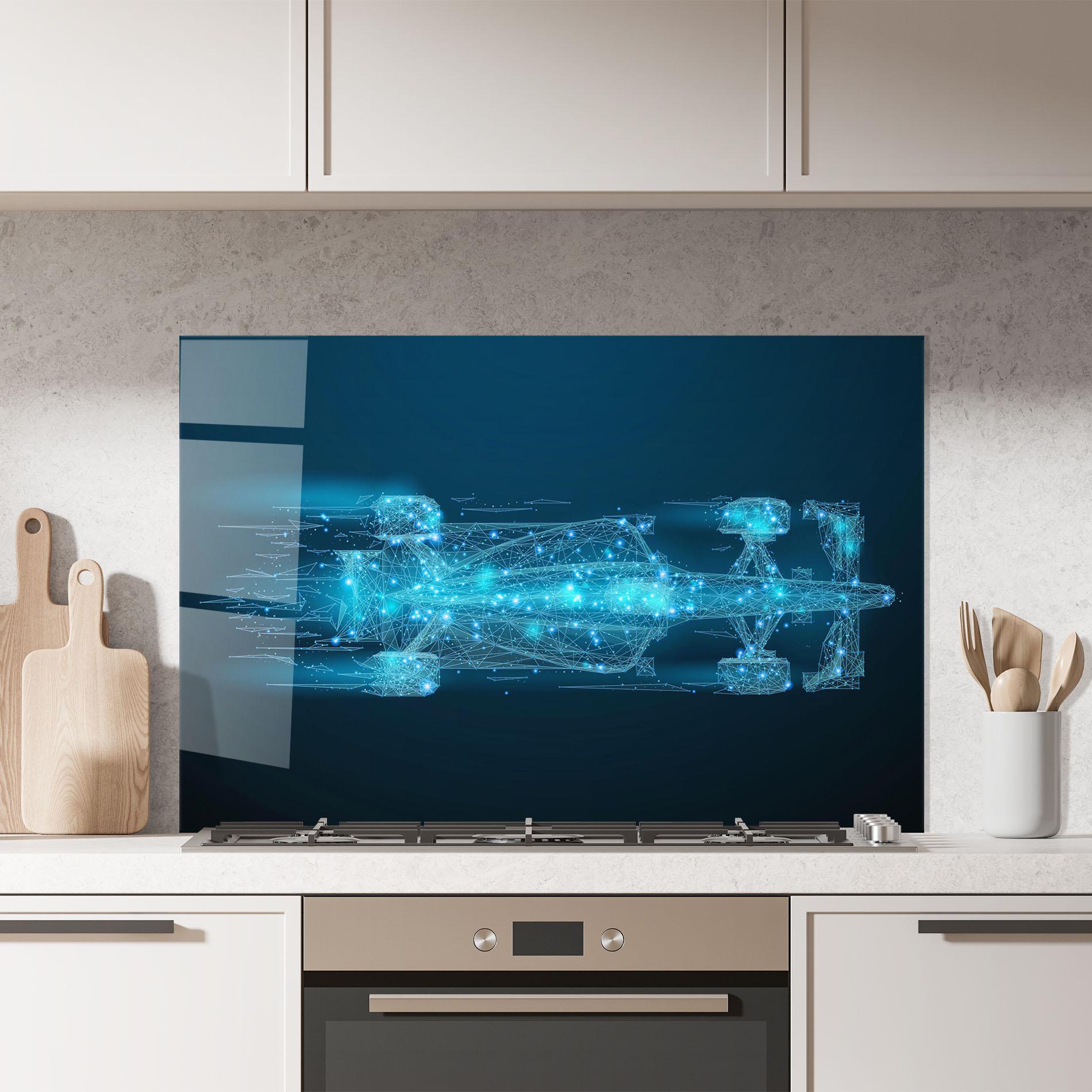 Konyhai üveg hátfal Blue Light F1 mockup 7