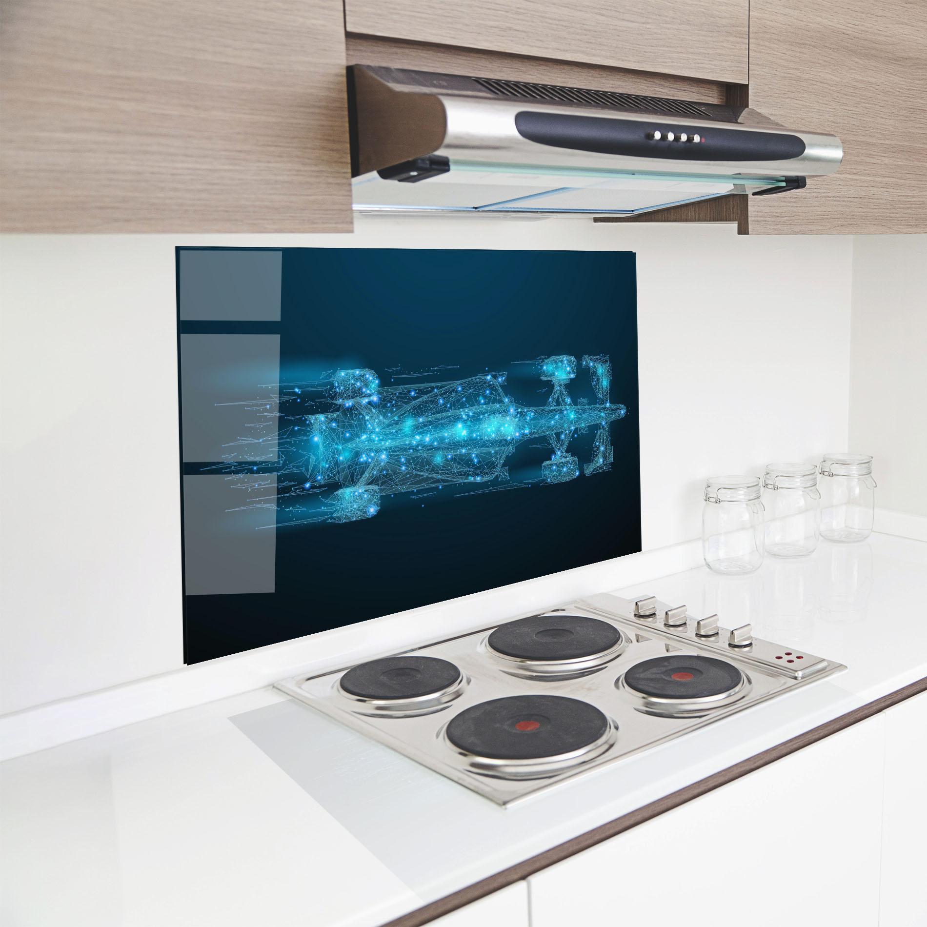 Konyhai üveg hátfal Blue Light F1 mockup 8