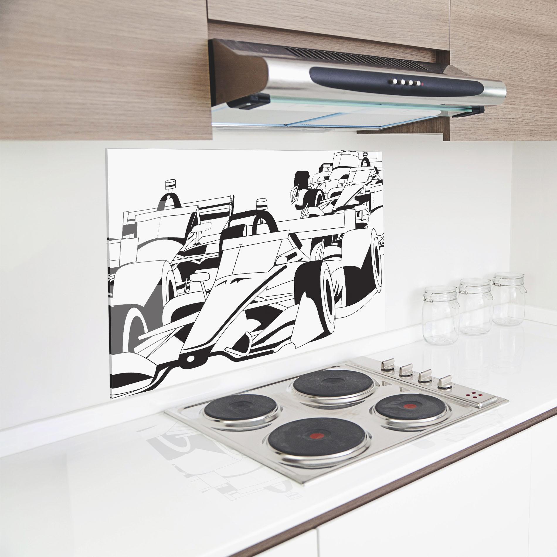 Konyhai üveg hátfal Grand Prix Cars mockup 8