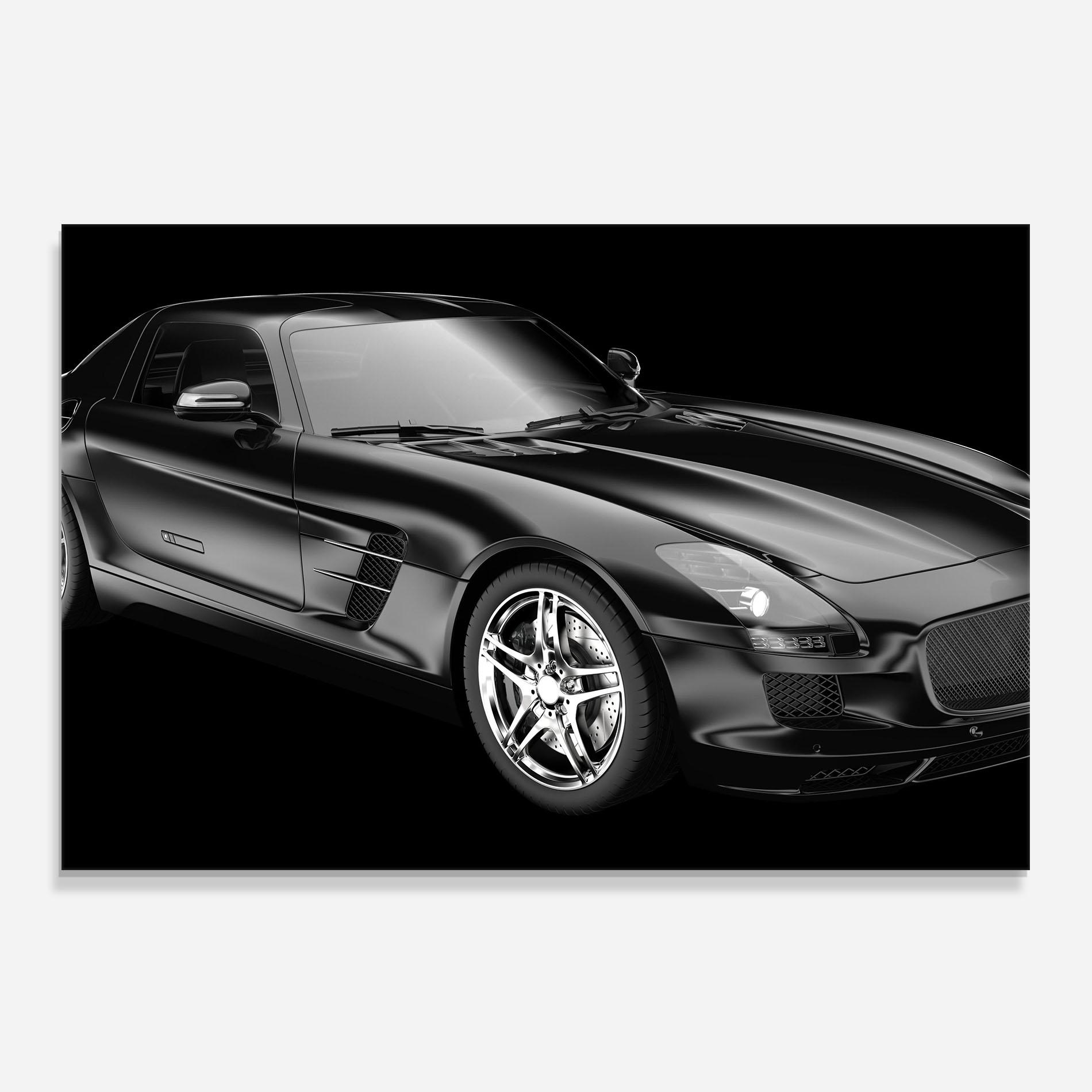 Konyhai üveg hátfal Black Matte Mercedes mockup 0