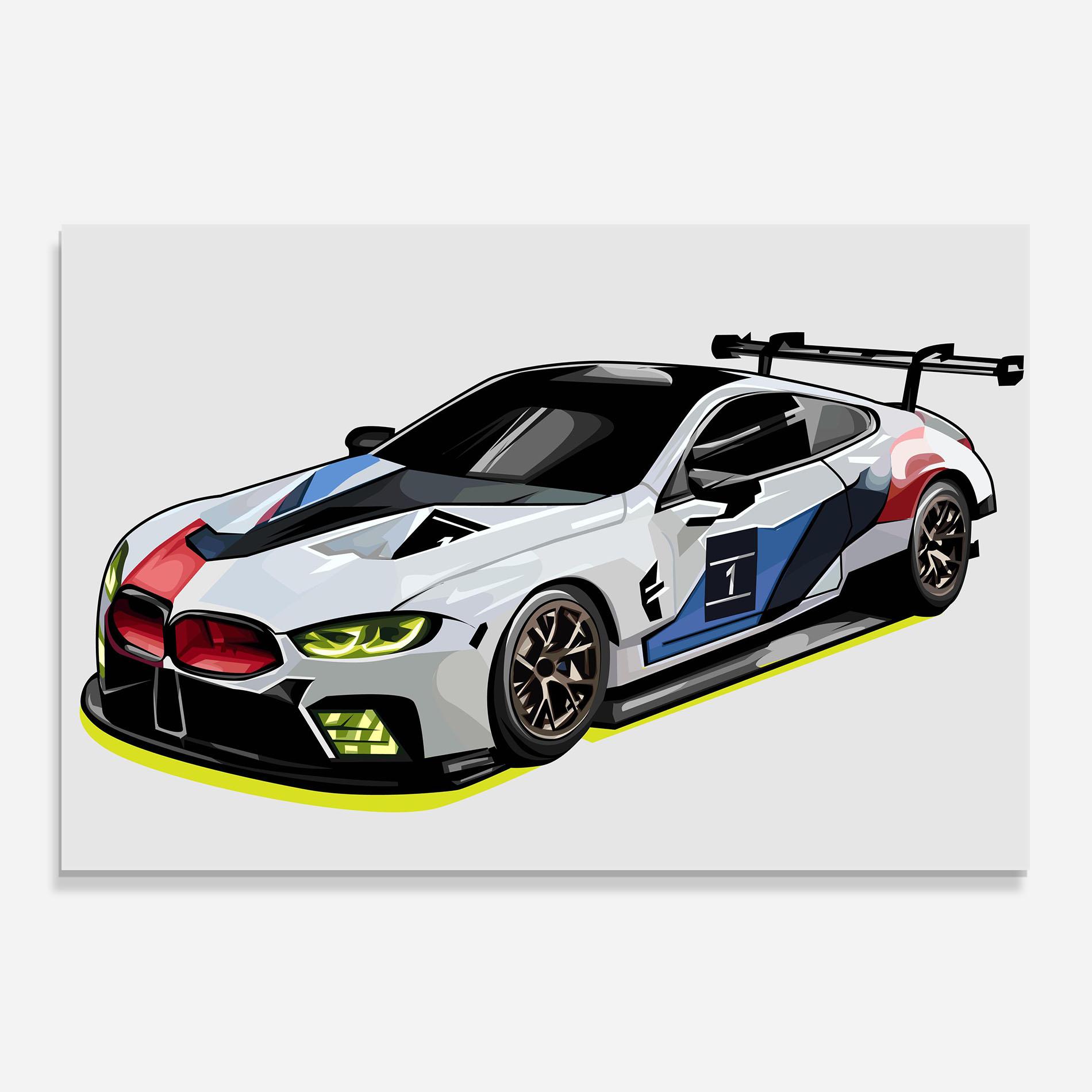 Konyhai üveg hátfal Bmw Sport Car mockup 0