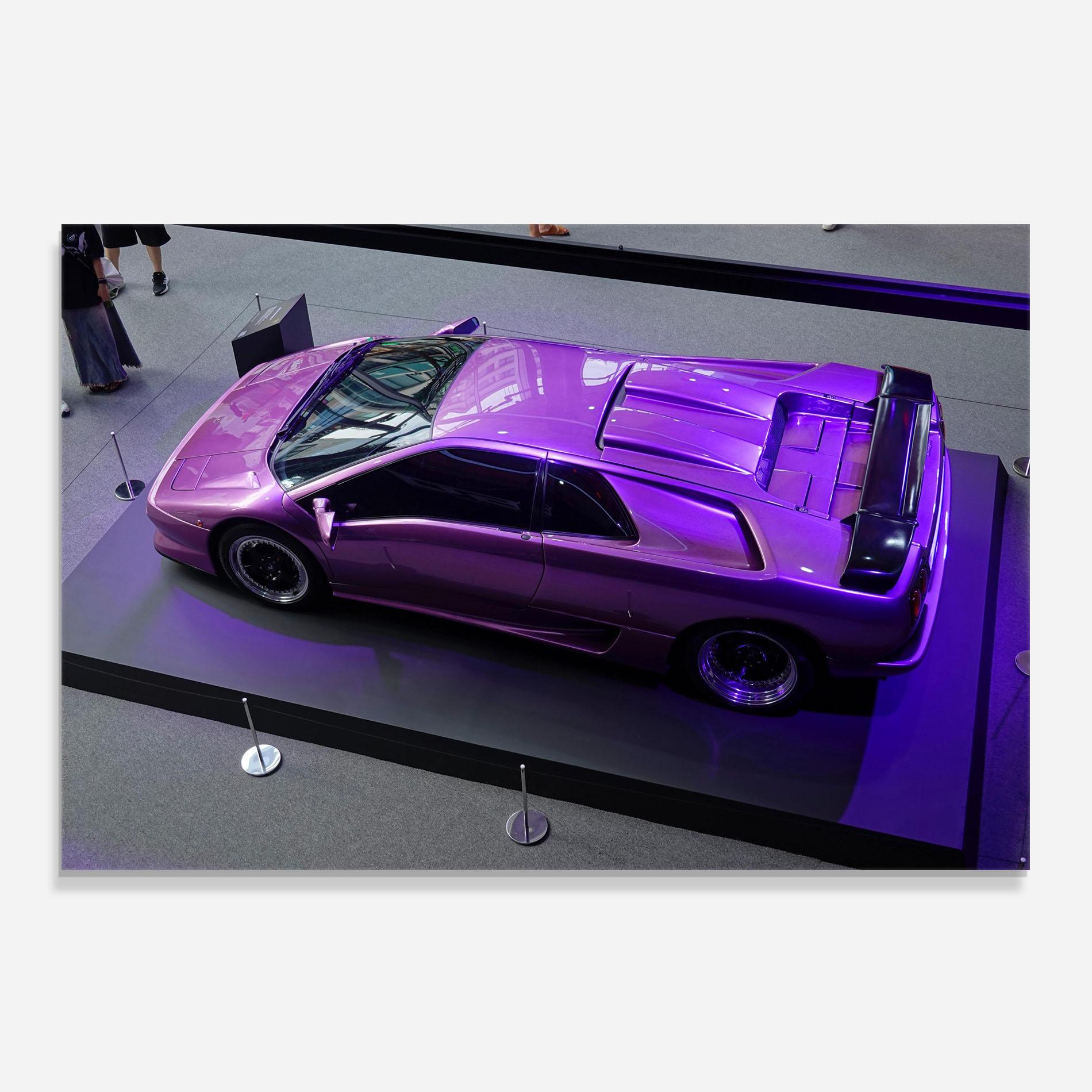 Konyhai üveg hátfal Purple Old Lambo mockup 0
