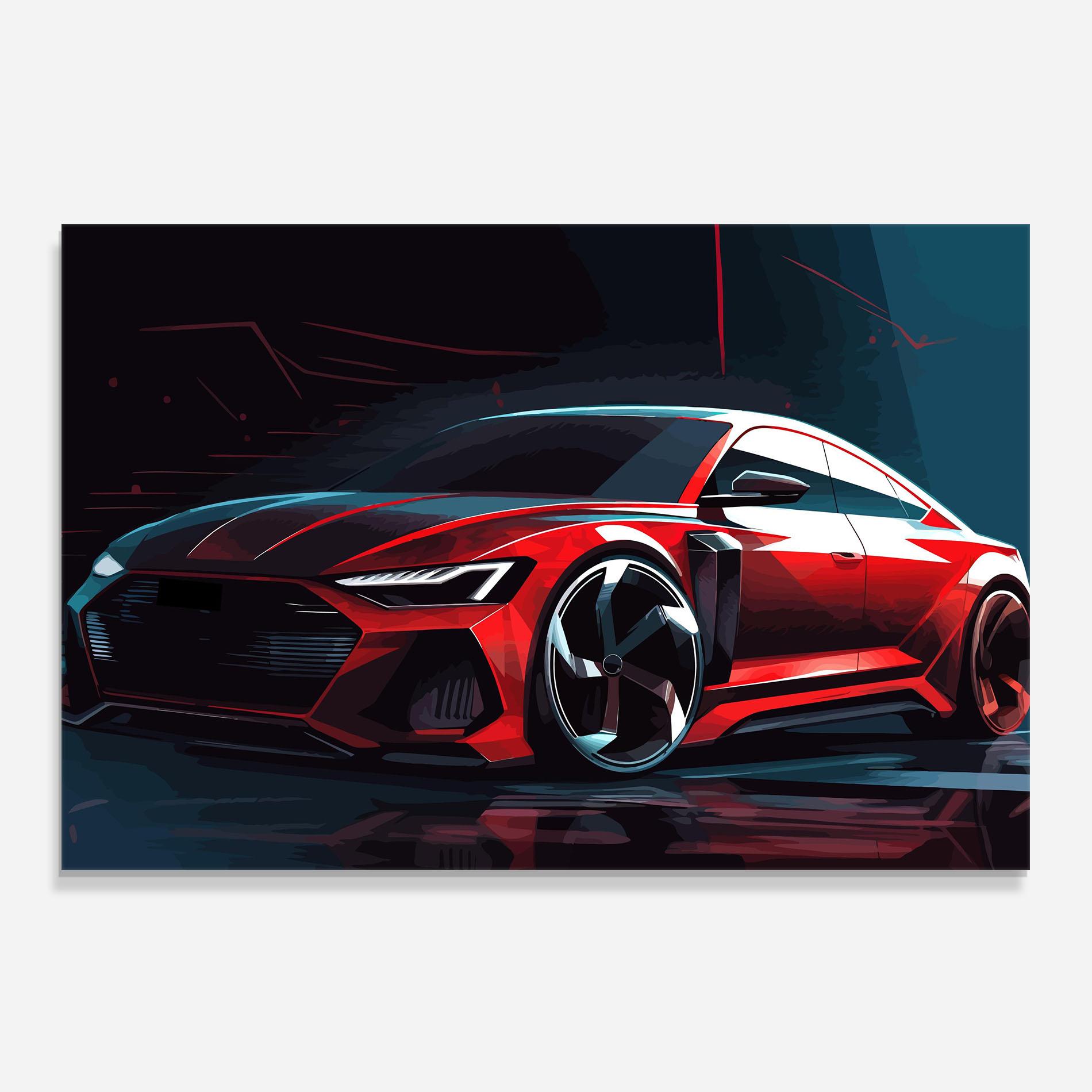 Konyhai üveg hátfal Red Blue Sport Car mockup 0