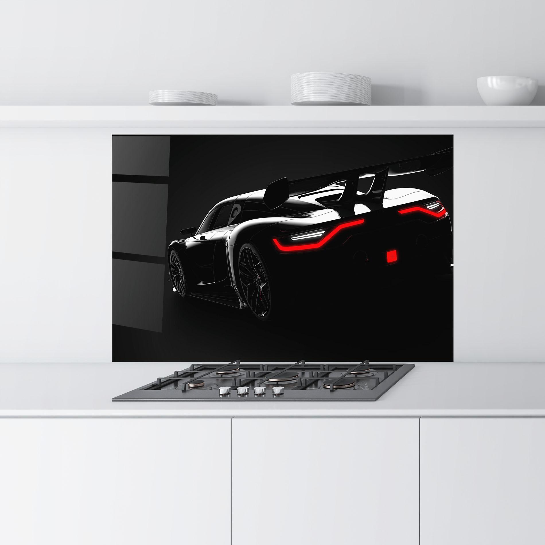 Konyhai üveg hátfal Black Hypercar Car mockup 9