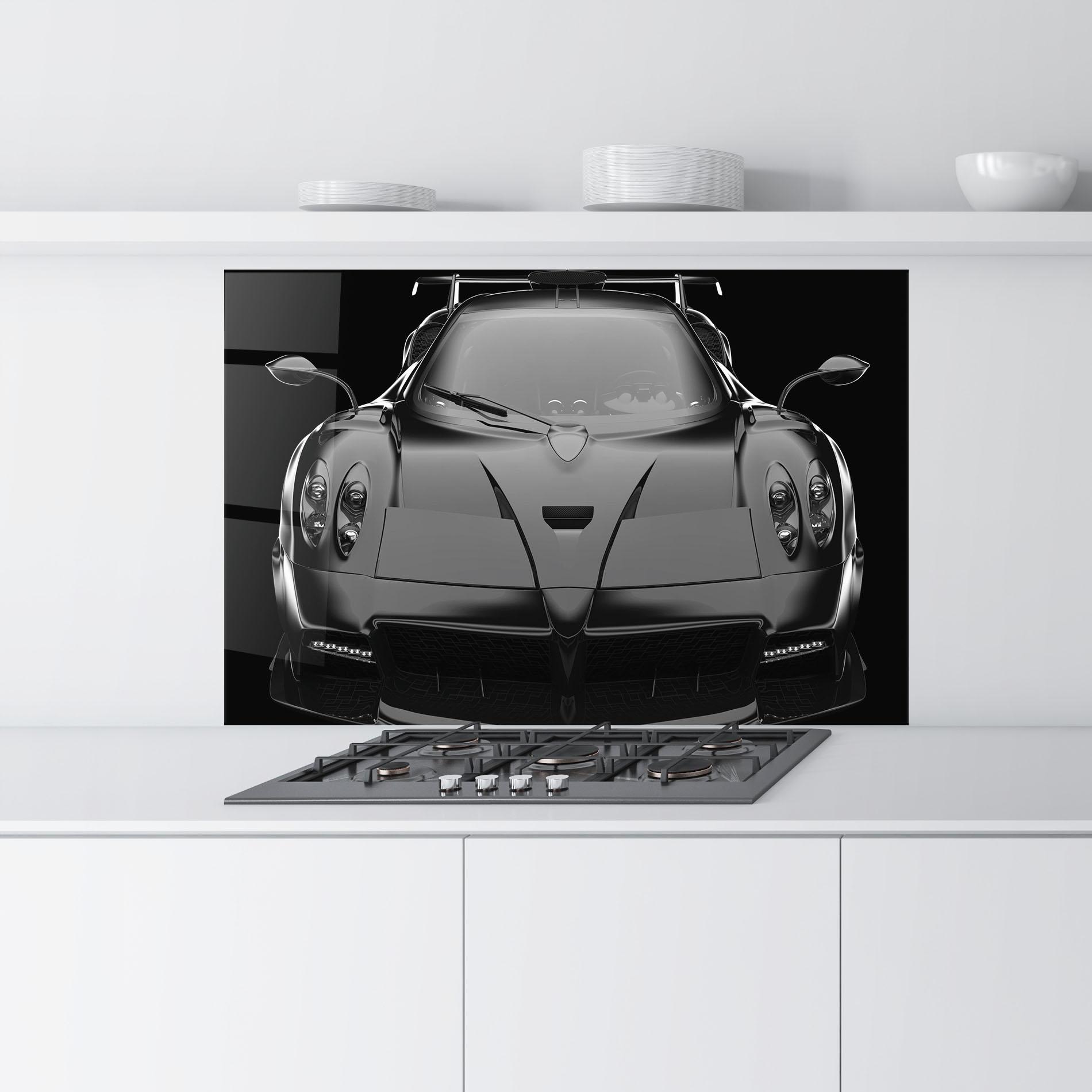 Konyhai üveg hátfal Black Matte Pagani mockup 9