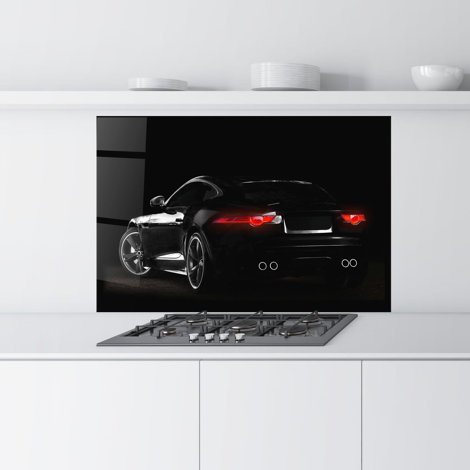Konyhai üveg hátfal Black Silhouette Car mockup 9