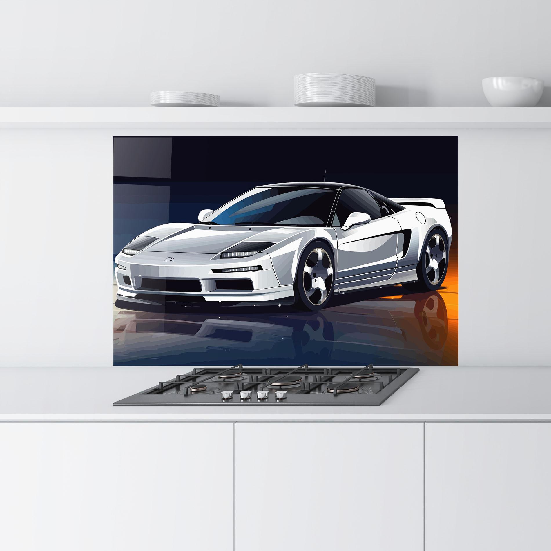 Konyhai üveg hátfal Cool White Car mockup 9