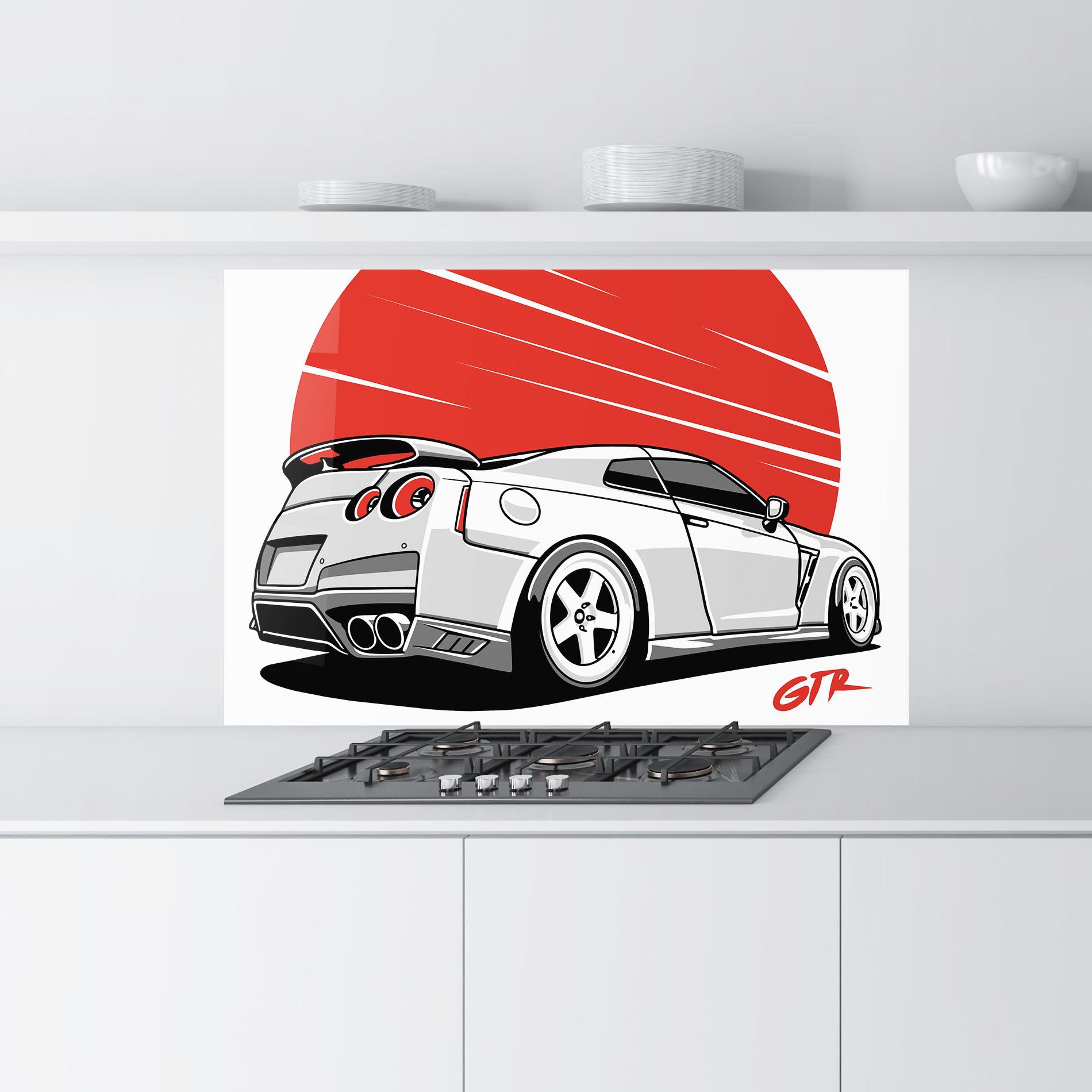 Konyhai üveg hátfal Grey Gtr Car mockup 9