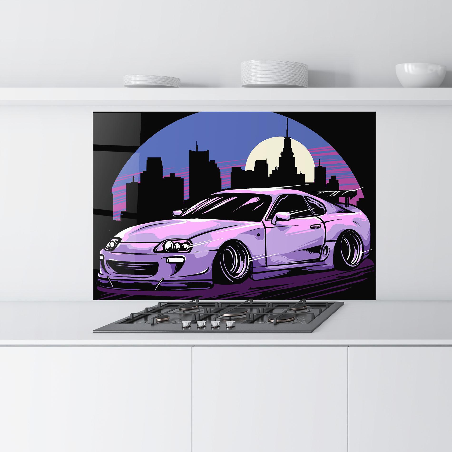 Konyhai üveg hátfal Purple Supra mockup 9