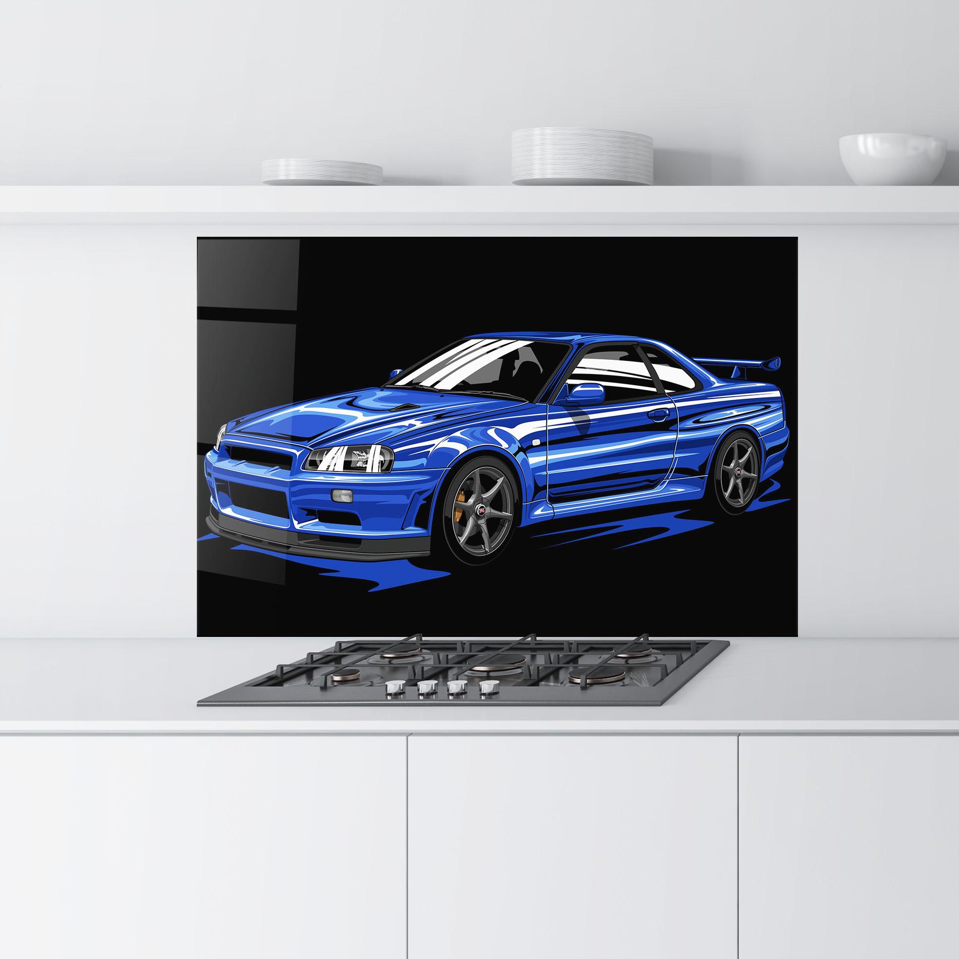 Konyhai üveg hátfal Sport Blue Car mockup 9