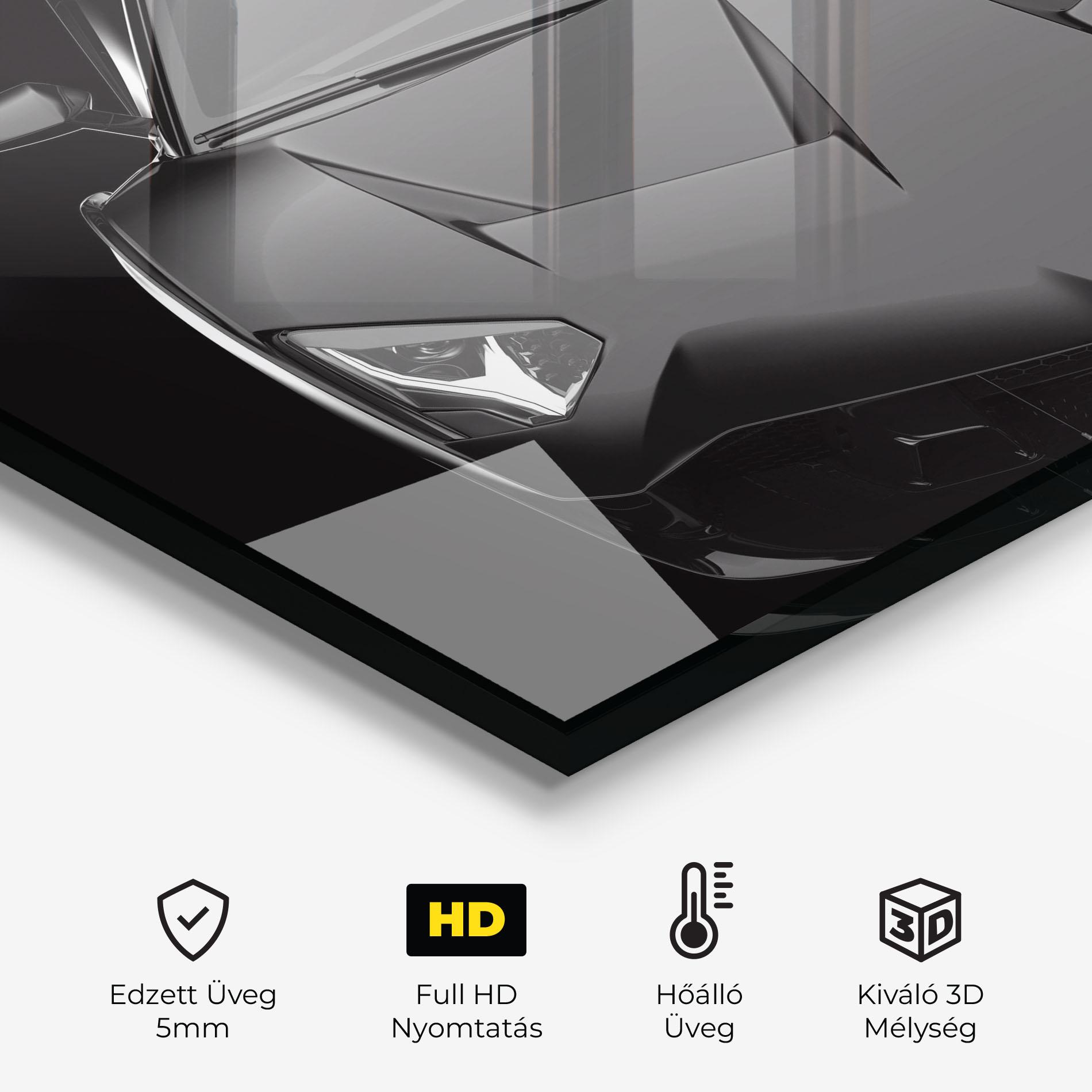 Konyhai üveg hátfal Black Matte Lambo mockup 2