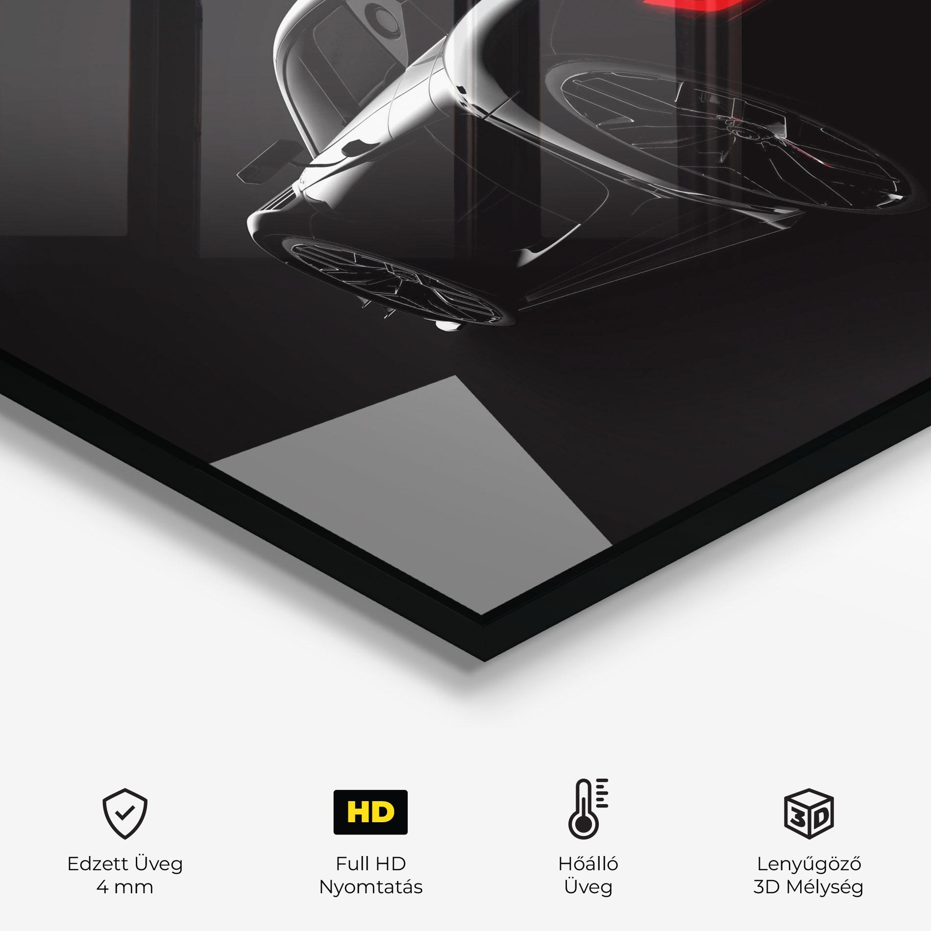 Konyhai üveg hátfal Black Hypercar Car mockup 2