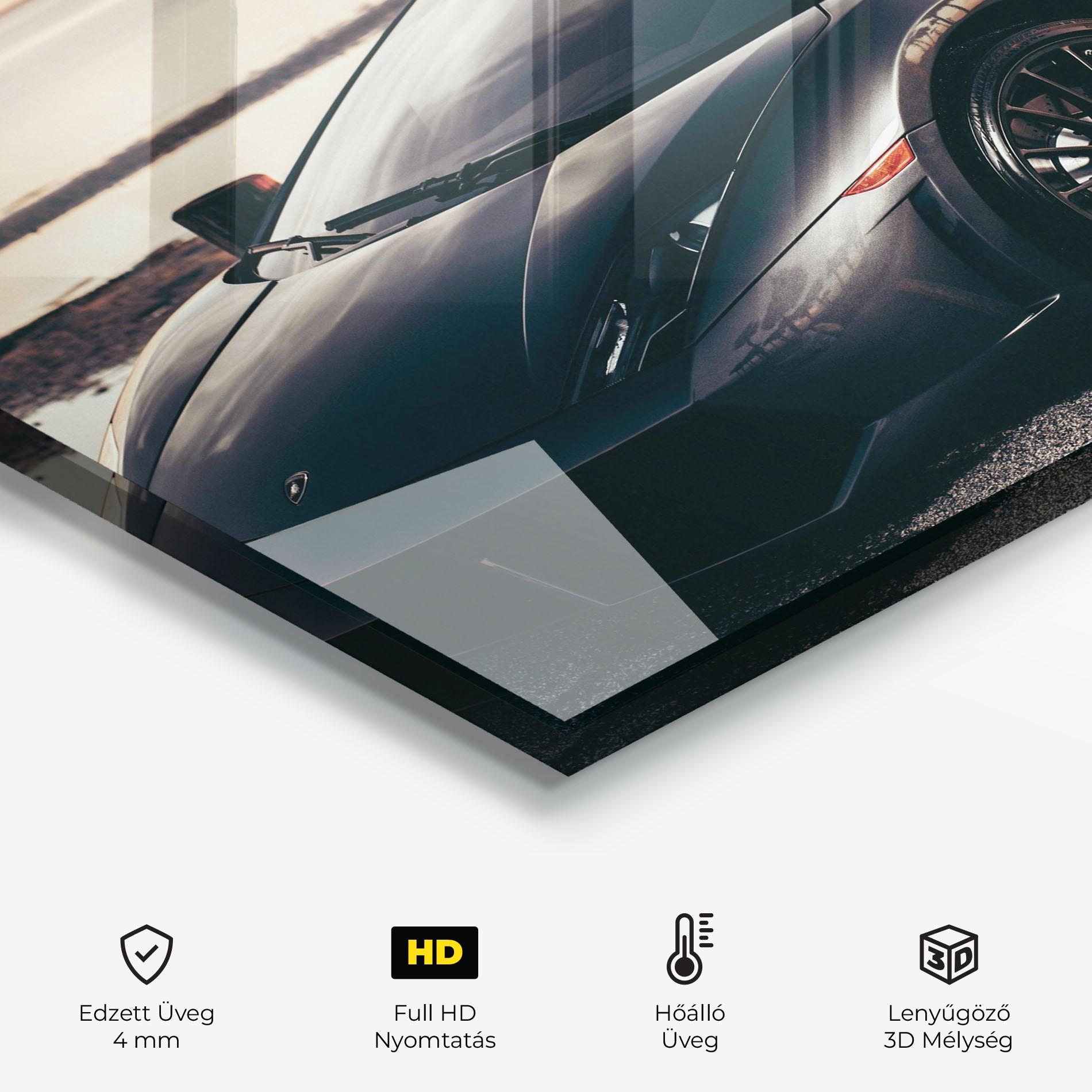 Konyhai üveg hátfal Black Lambo Sea mockup 2