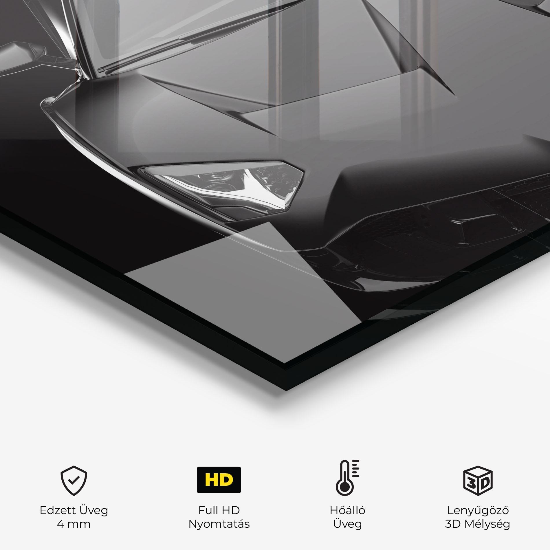 Konyhai üveg hátfal Black Matte Lambo mockup 2