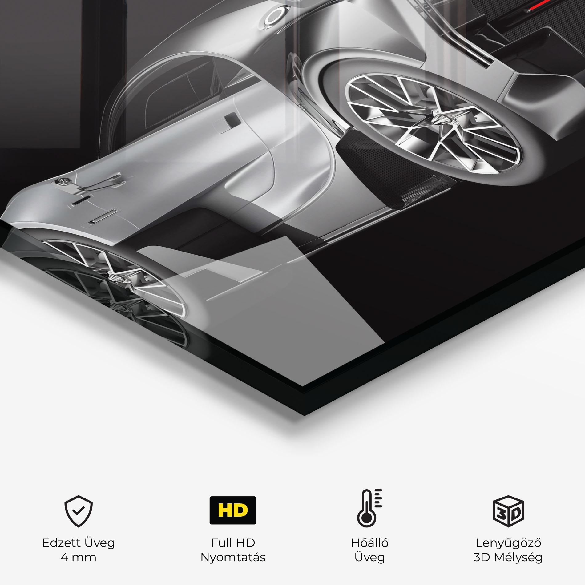 Konyhai üveg hátfal Black Rear Hypercar mockup 2