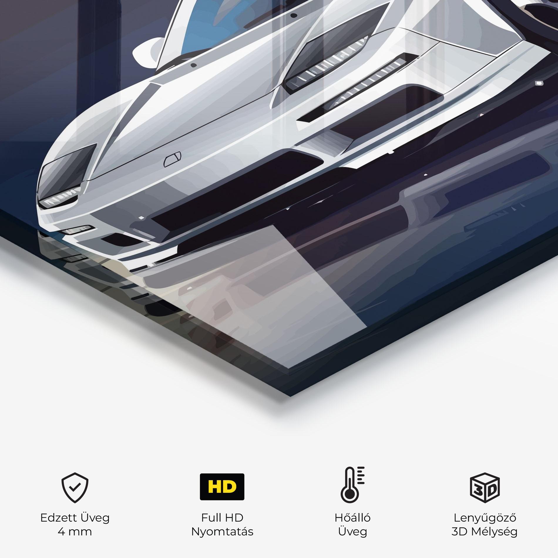 Konyhai üveg hátfal Cool White Car mockup 2