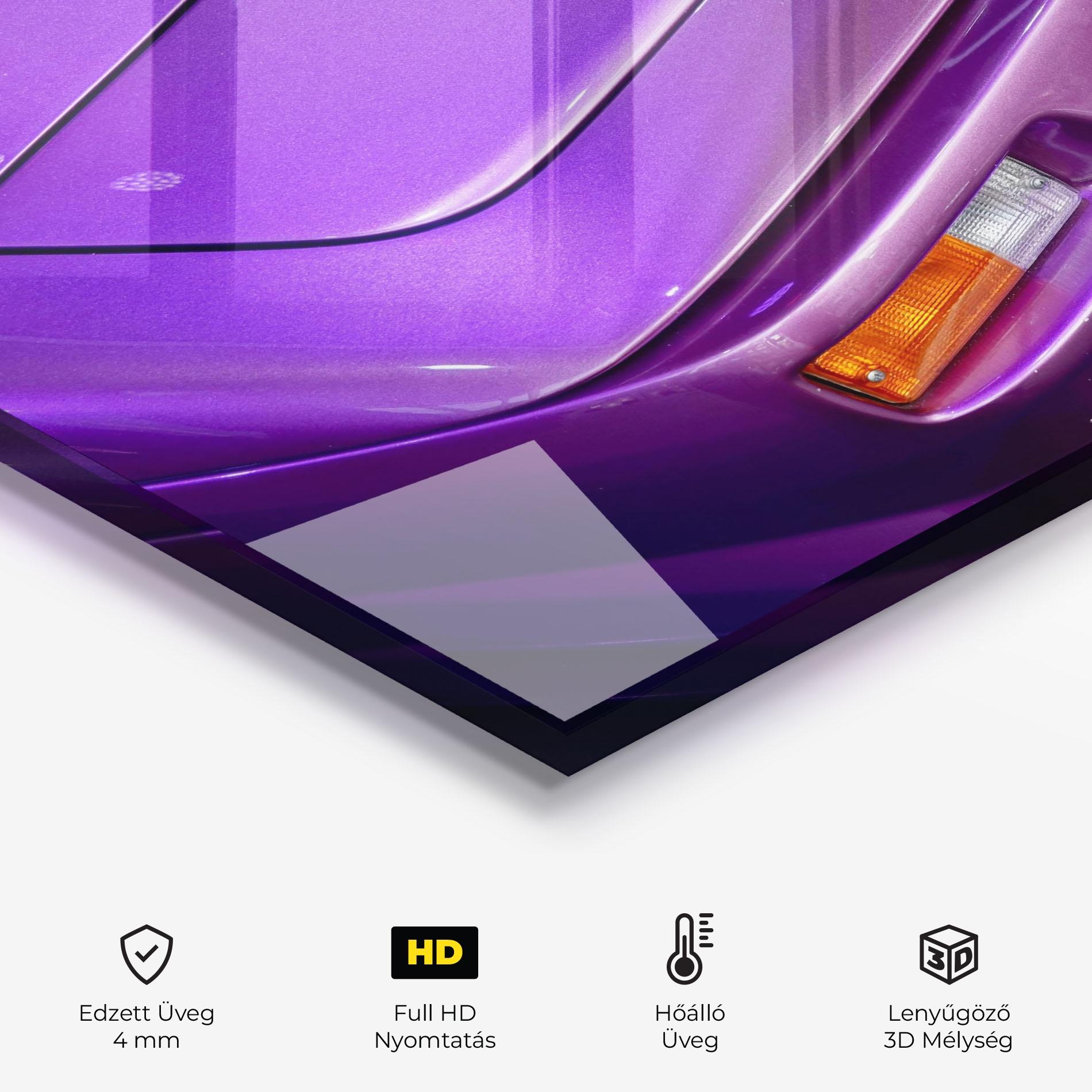 Konyhai üveg hátfal Purple Lambo Headlight mockup 2
