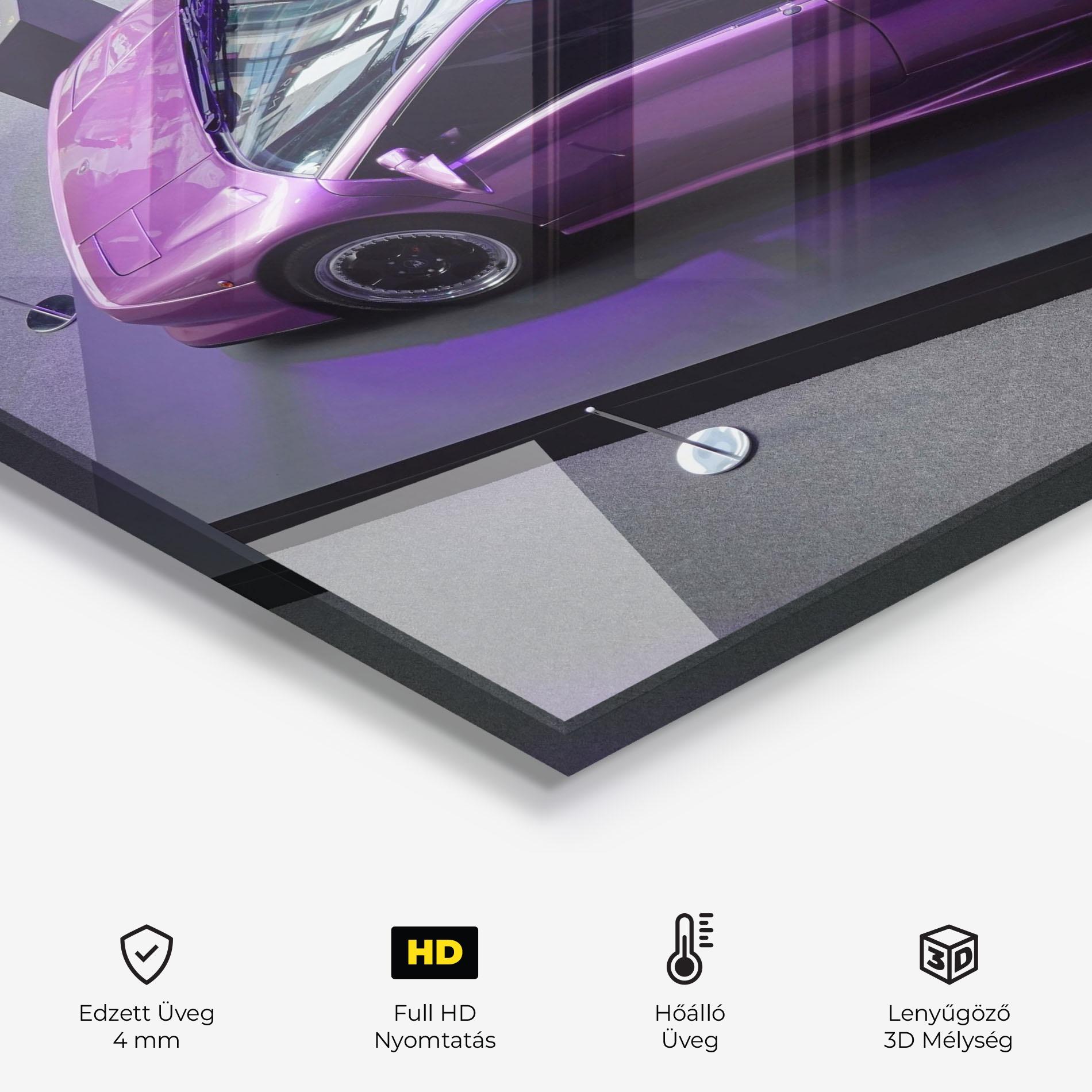 Konyhai üveg hátfal Purple Old Lambo mockup 2