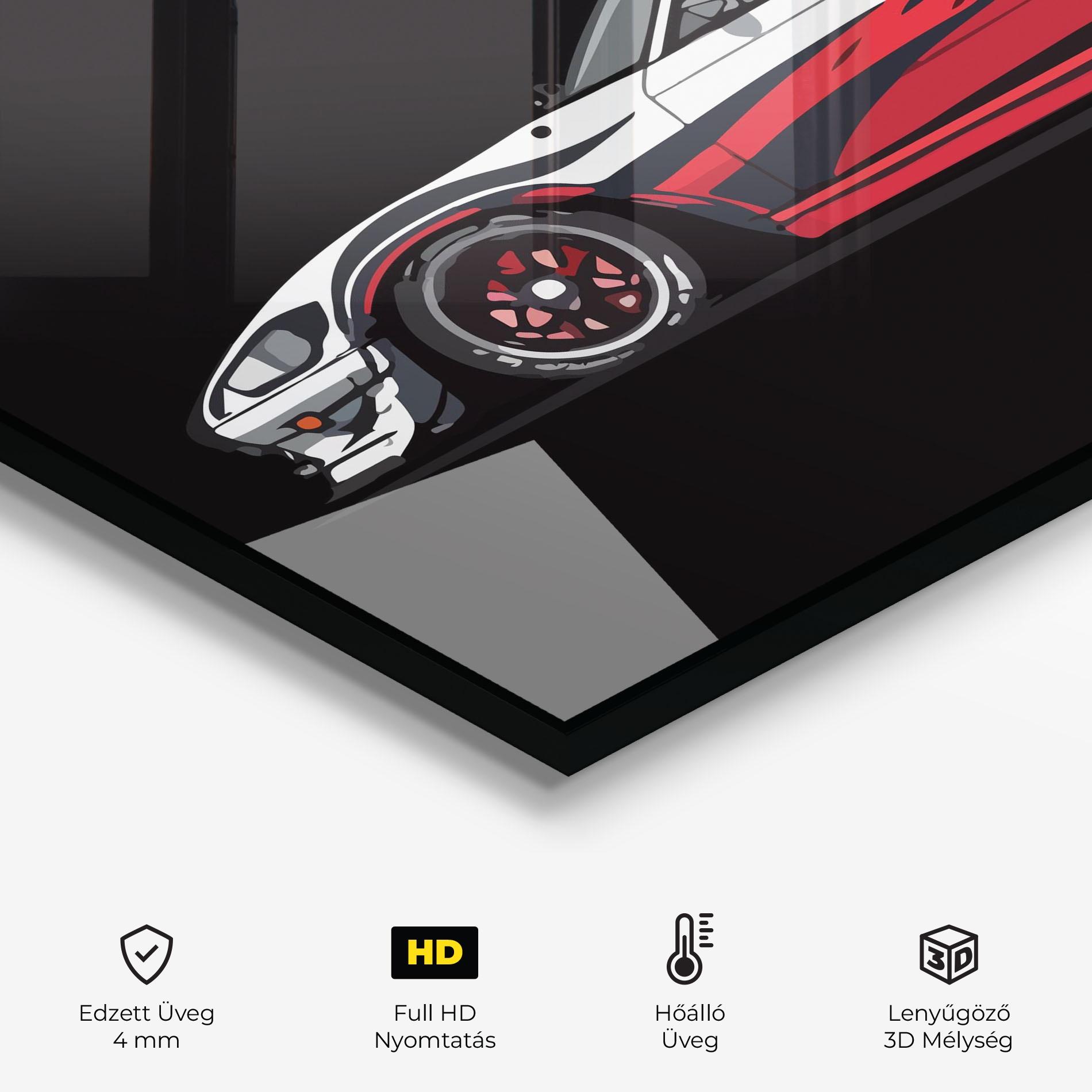 Konyhai üveg hátfal Red White Sport Car mockup 2