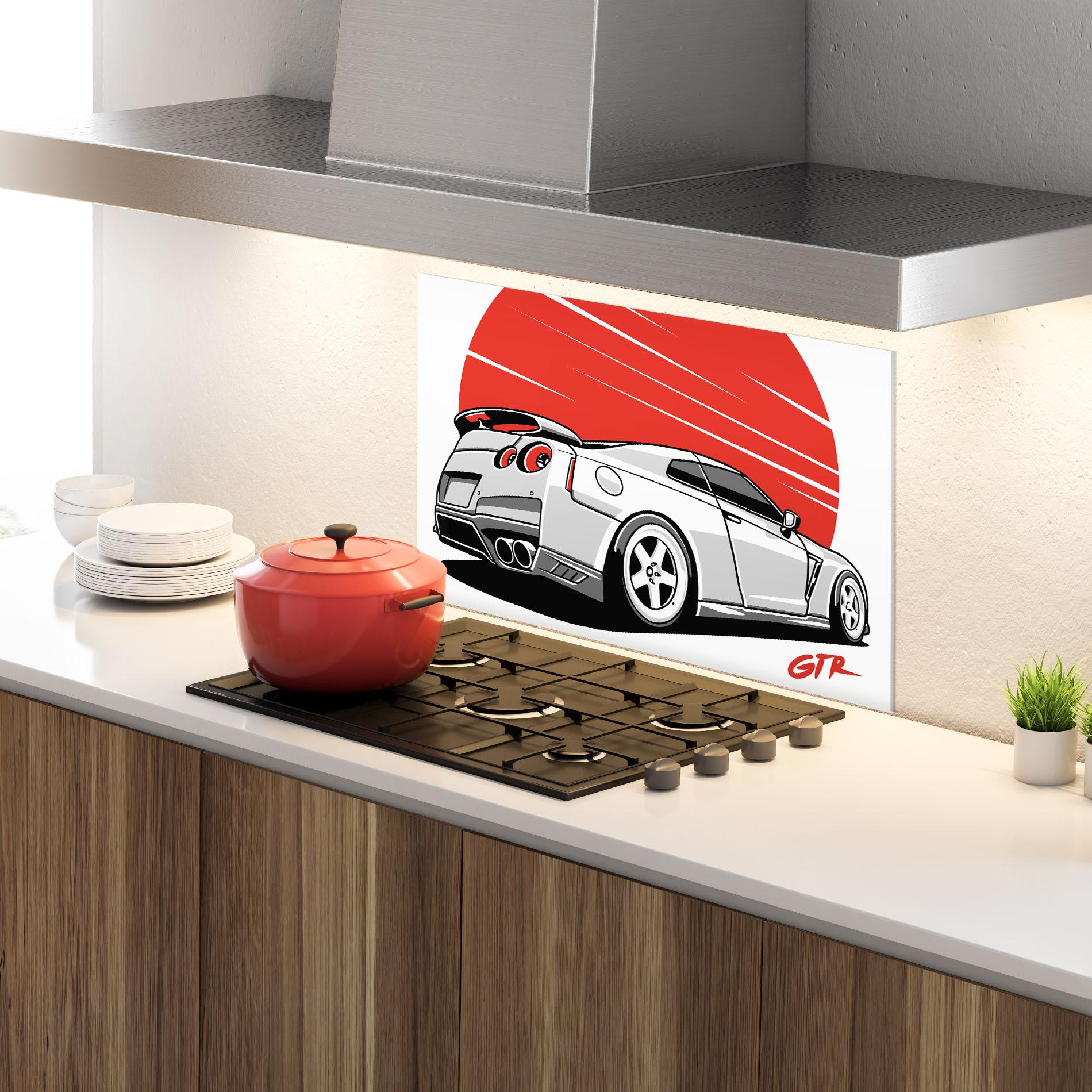 Konyhai üveg hátfal Grey Gtr Car mockup 4