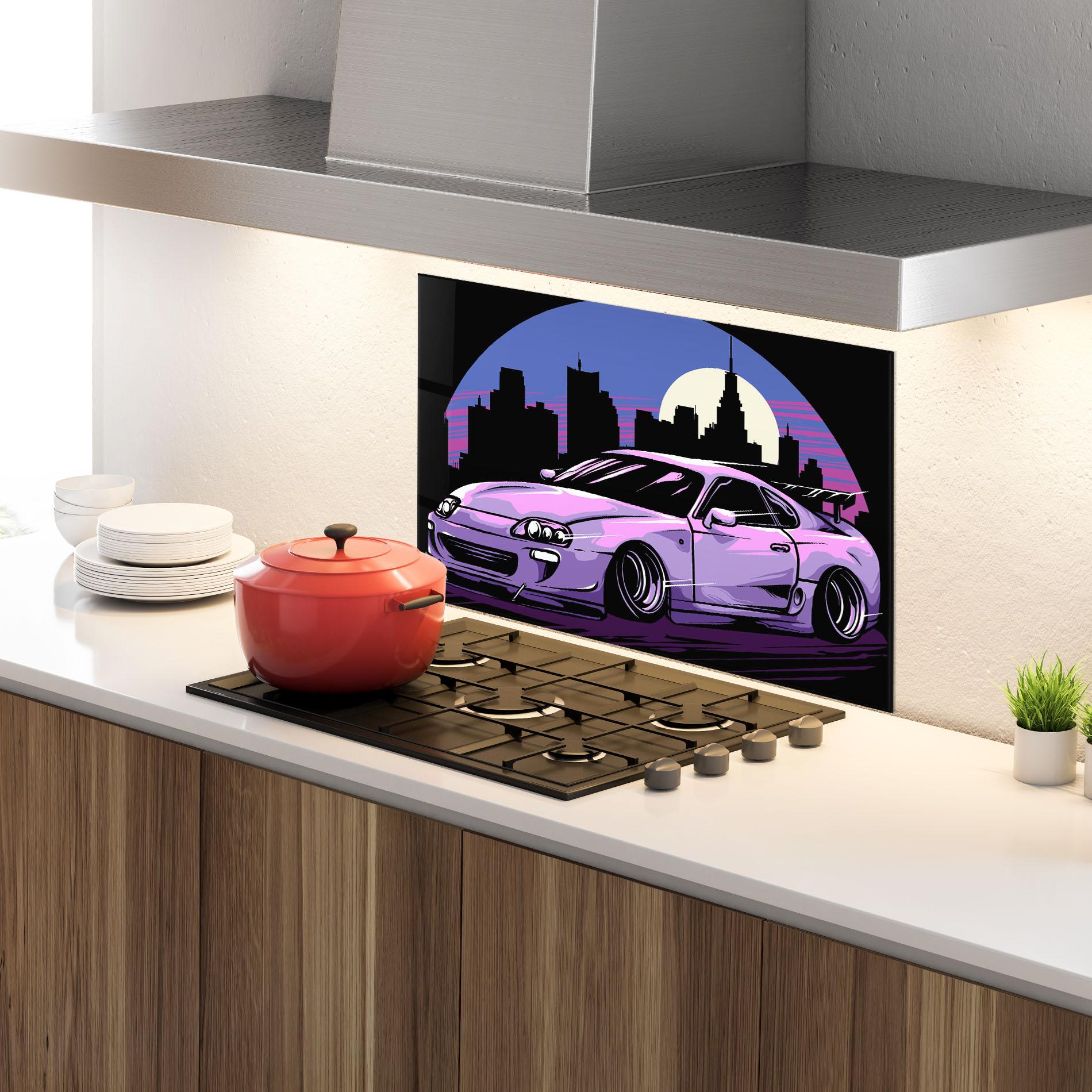 Konyhai üveg hátfal Purple Supra mockup 4