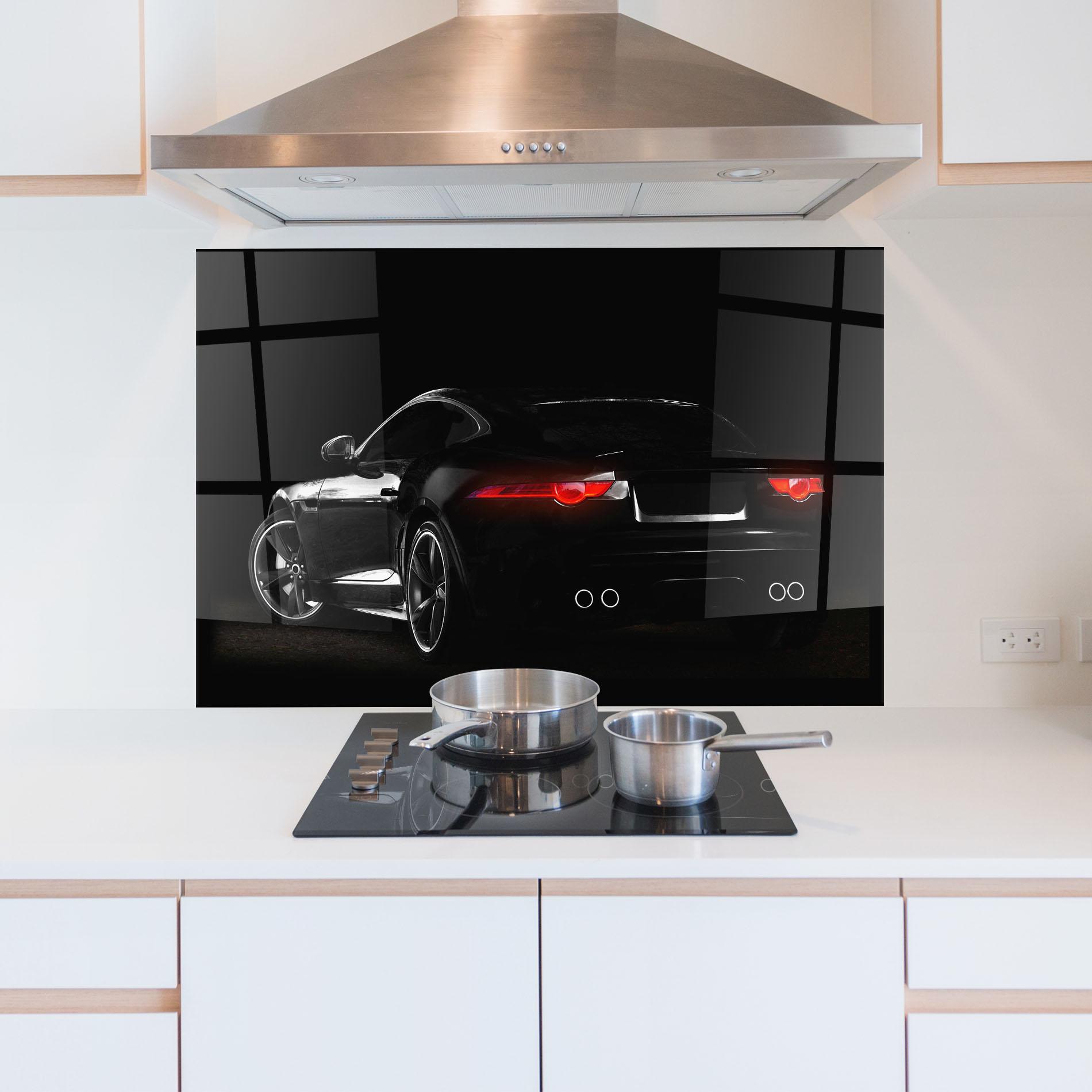 Konyhai üveg hátfal Black Silhouette Car mockup 5