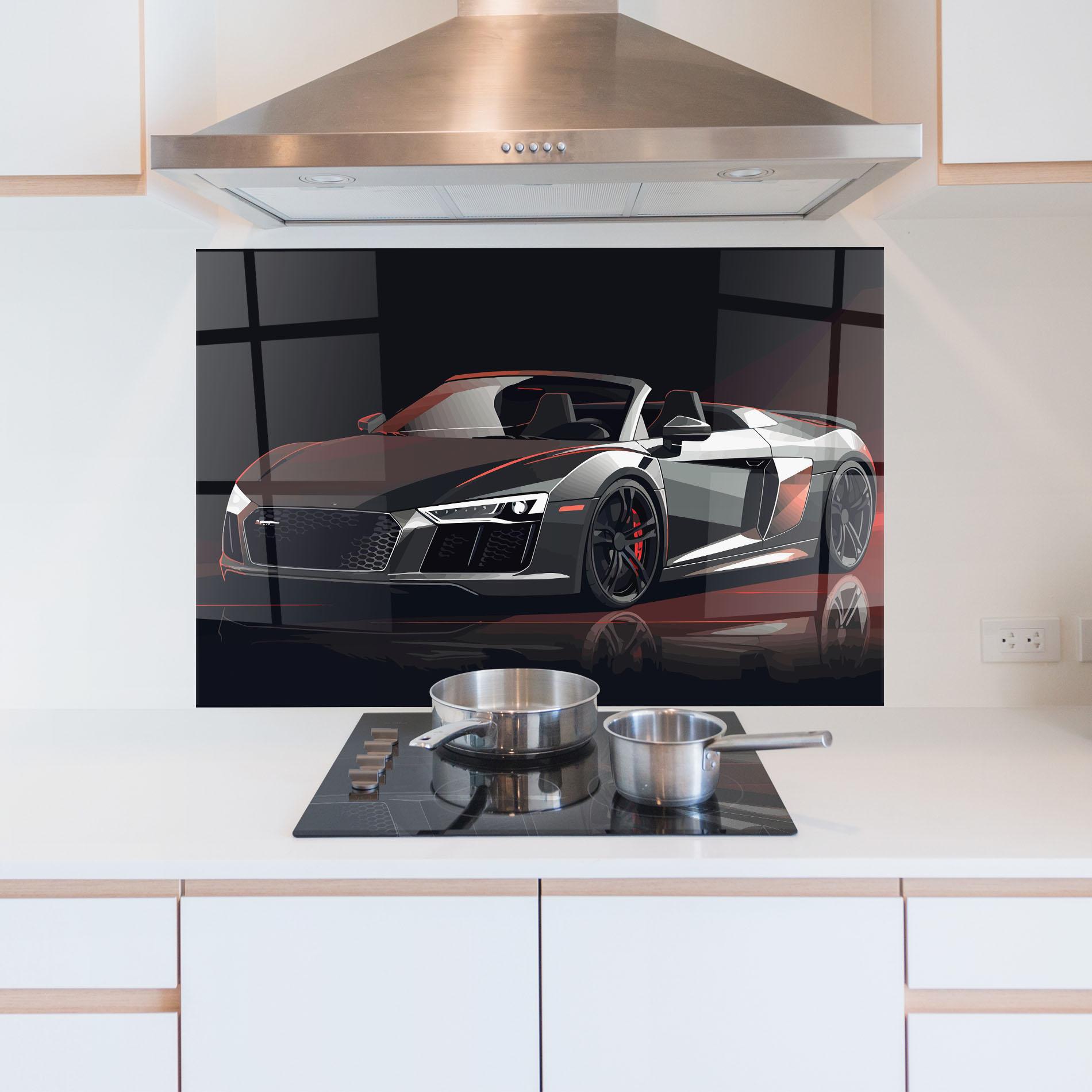 Konyhai üveg hátfal Cool Grey Car mockup 5