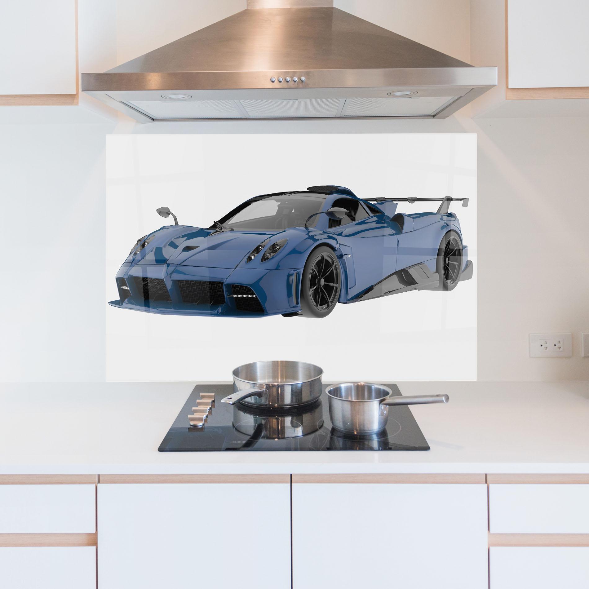 Konyhai üveg hátfal Dark Blue Pagani mockup 5
