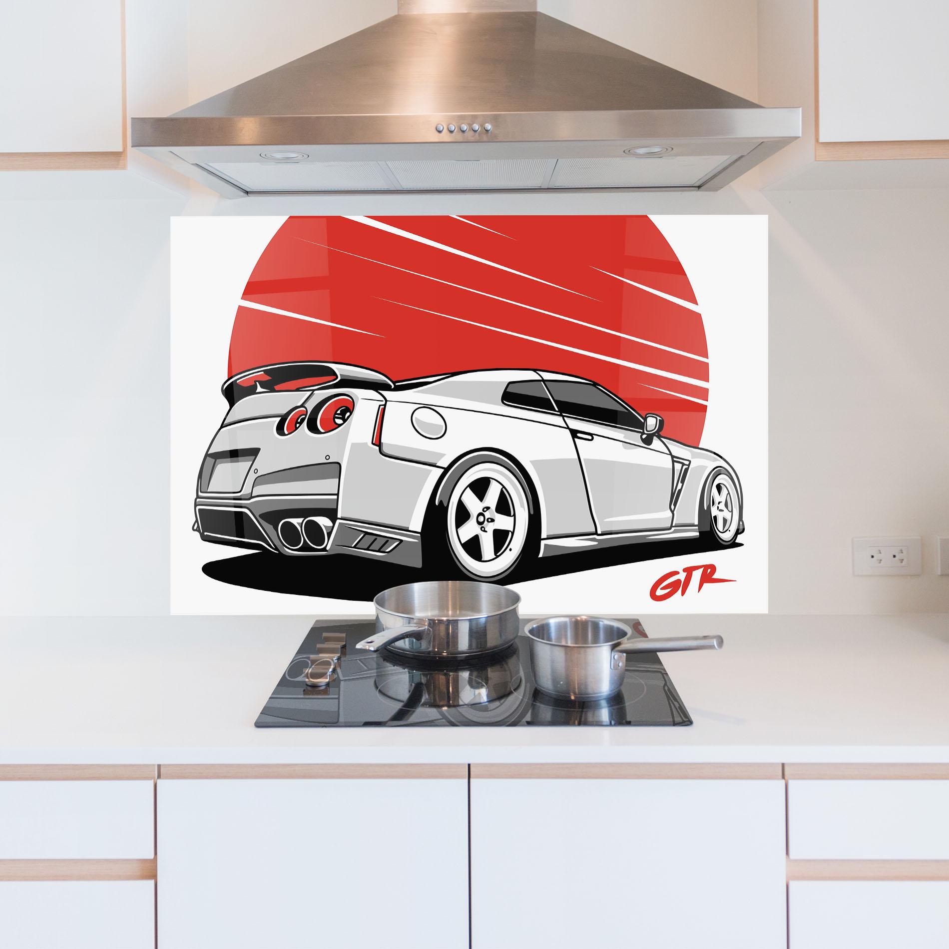 Konyhai üveg hátfal Grey Gtr Car mockup 5