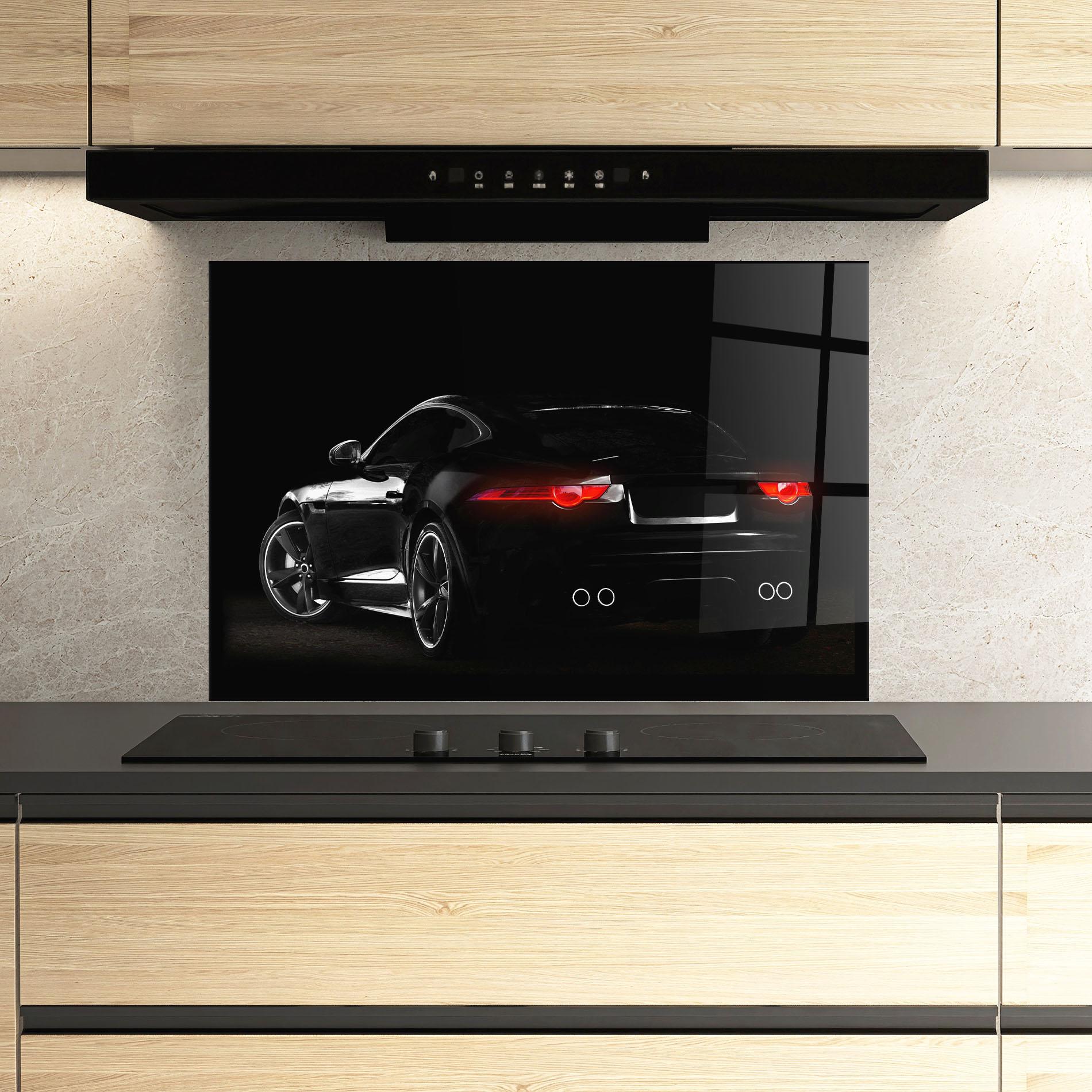 Konyhai üveg hátfal Black Silhouette Car mockup 3