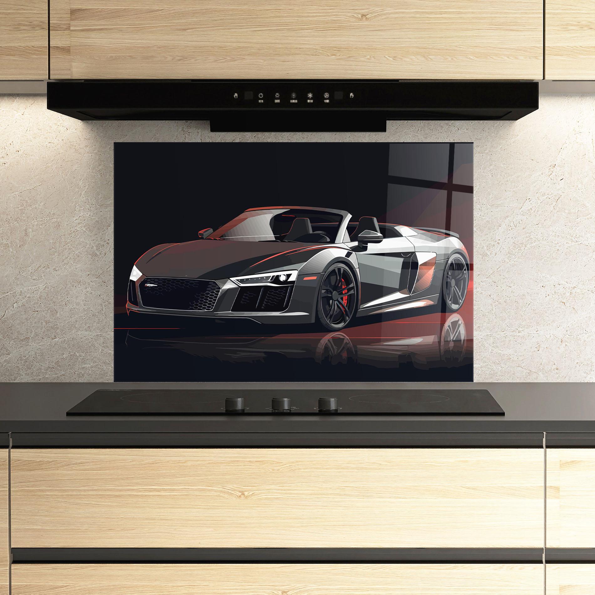 Konyhai üveg hátfal Cool Grey Car mockup 3