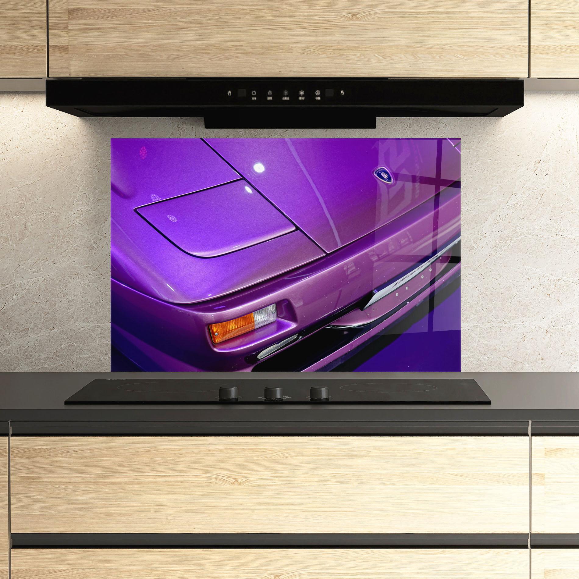 Konyhai üveg hátfal Purple Lambo Headlight mockup 3