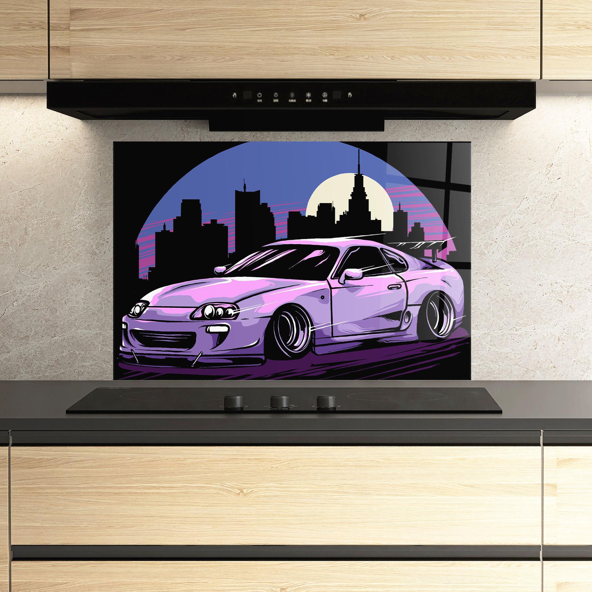 Konyhai üveg hátfal Purple Supra mockup 3