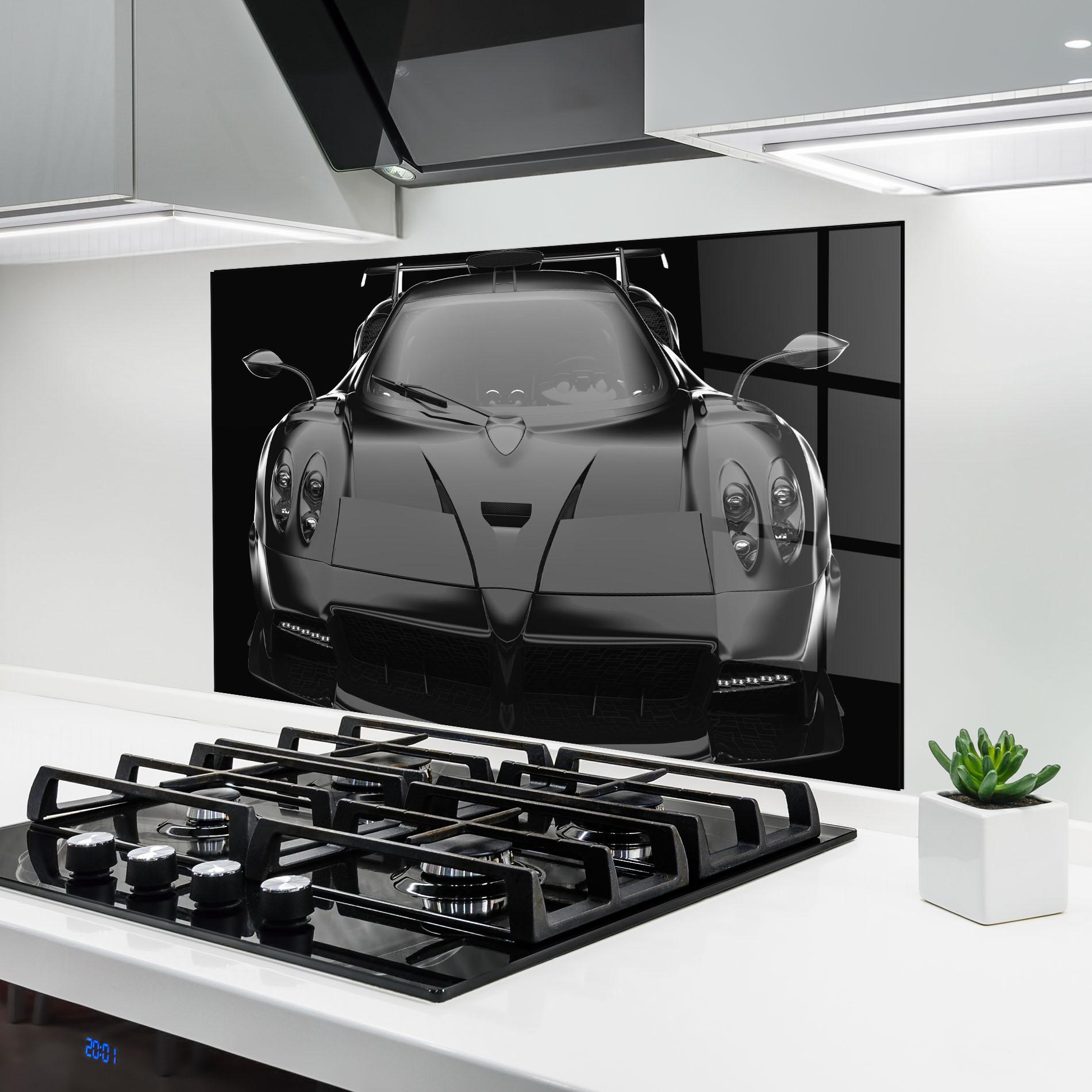 Konyhai üveg hátfal Black Matte Pagani mockup 6