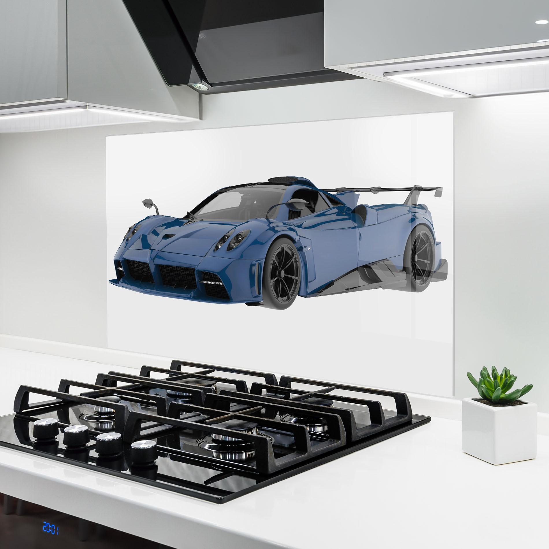 Konyhai üveg hátfal Dark Blue Pagani mockup 6