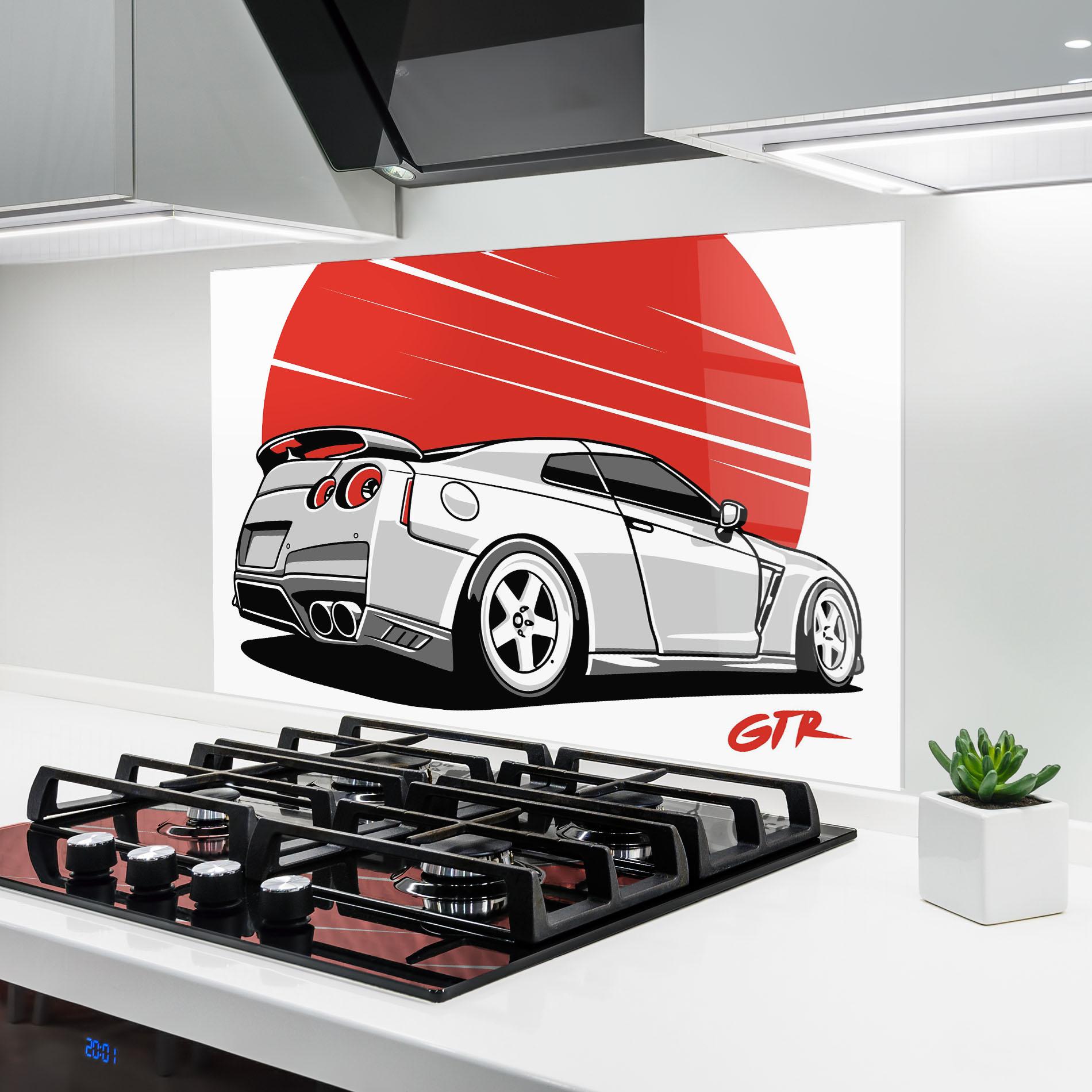 Konyhai üveg hátfal Grey Gtr Car mockup 6