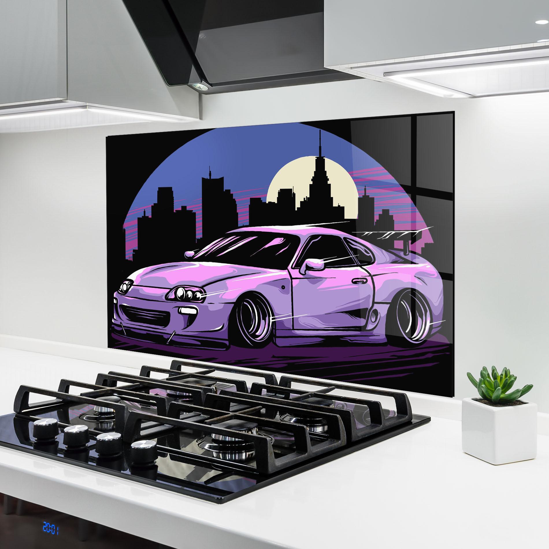 Konyhai üveg hátfal Purple Supra mockup 6