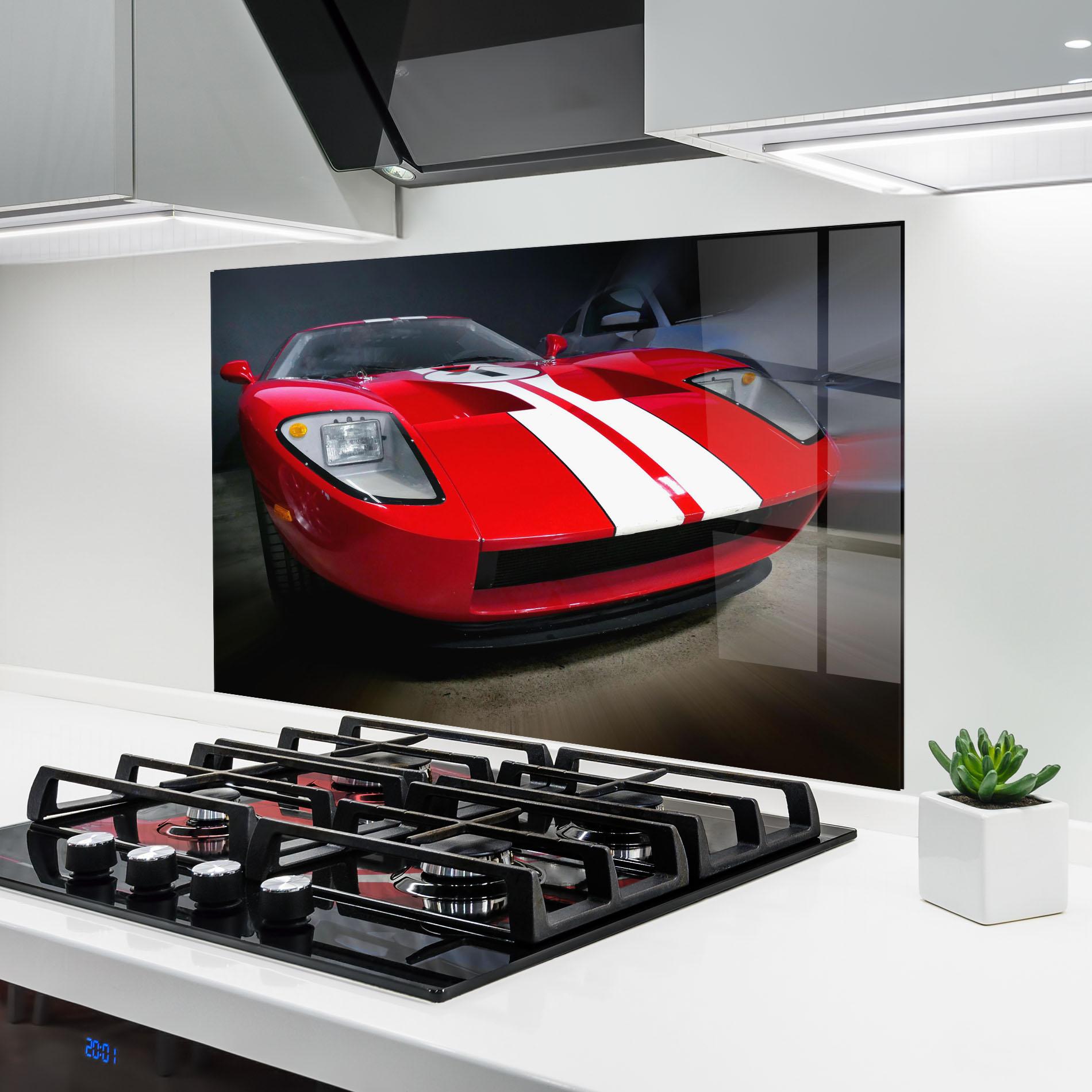 Konyhai üveg hátfal Red Sport Car mockup 6