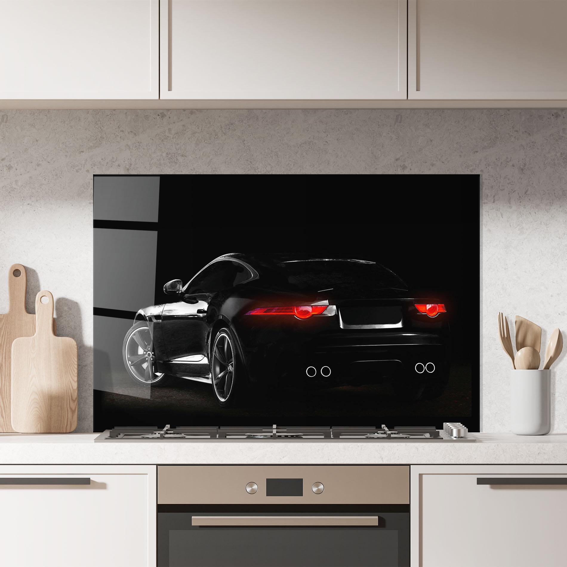 Konyhai üveg hátfal Black Silhouette Car mockup 7