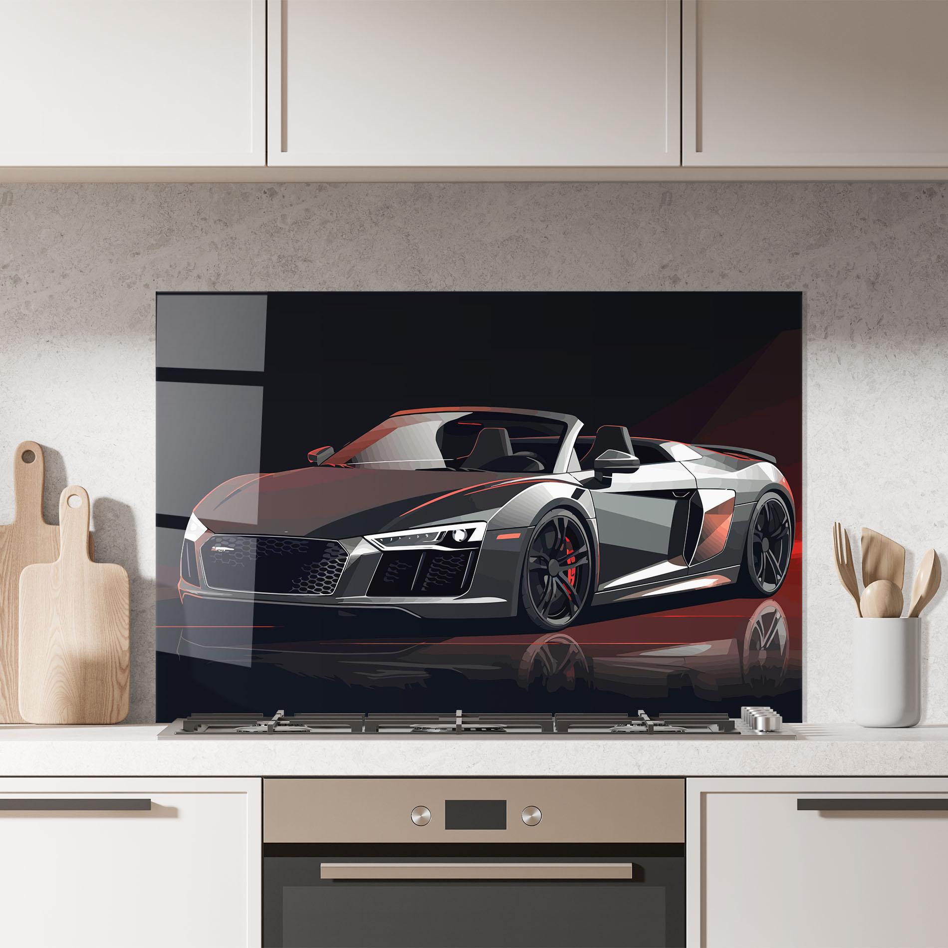 Konyhai üveg hátfal Cool Grey Car mockup 7