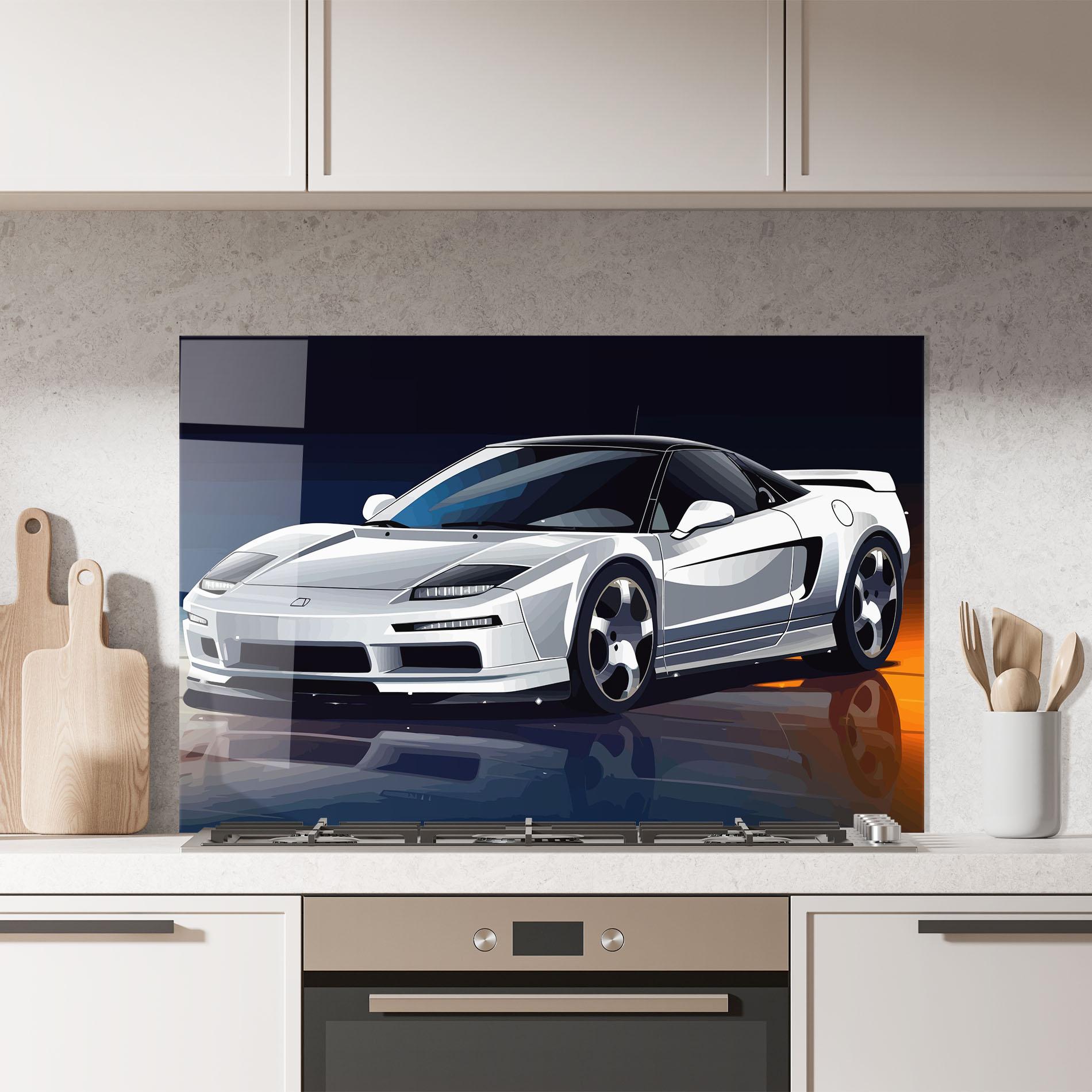 Konyhai üveg hátfal Cool White Car mockup 7