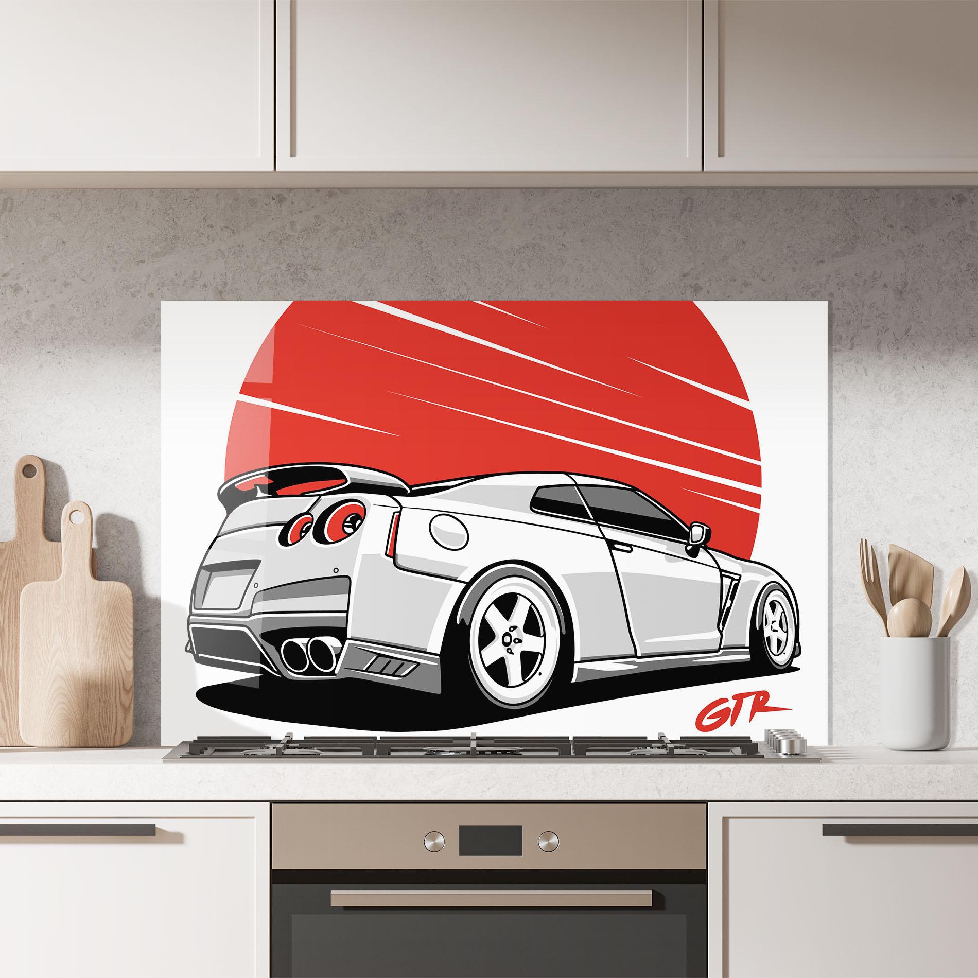 Konyhai üveg hátfal Grey Gtr Car mockup 7