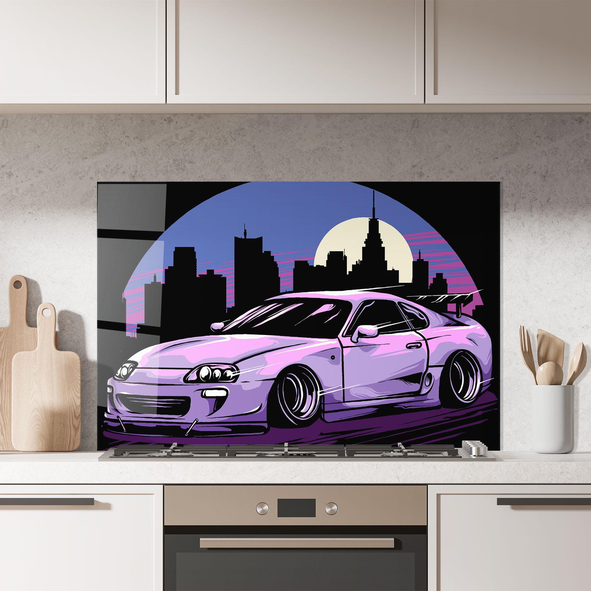 Konyhai üveg hátfal Purple Supra mockup 7