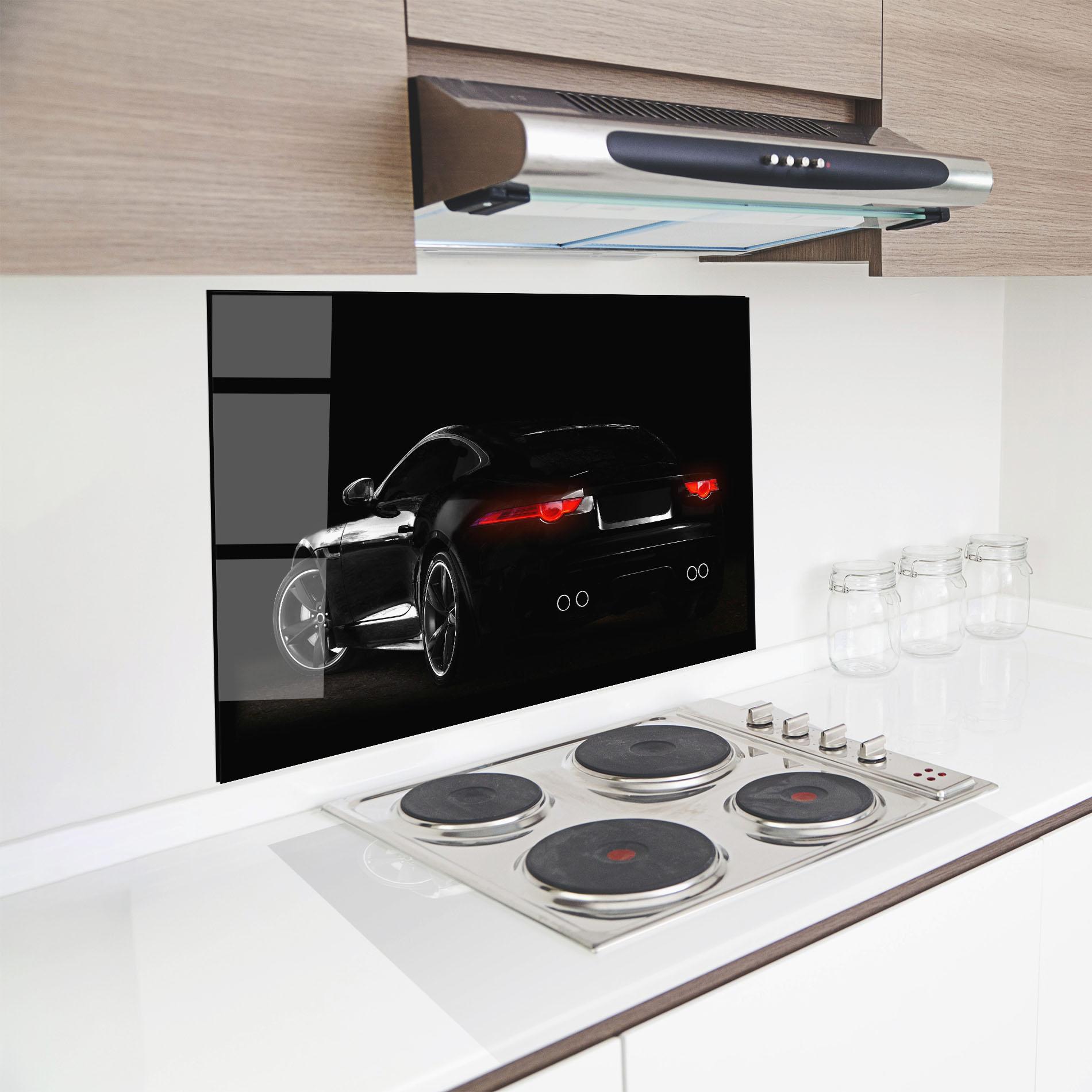 Konyhai üveg hátfal Black Silhouette Car mockup 8