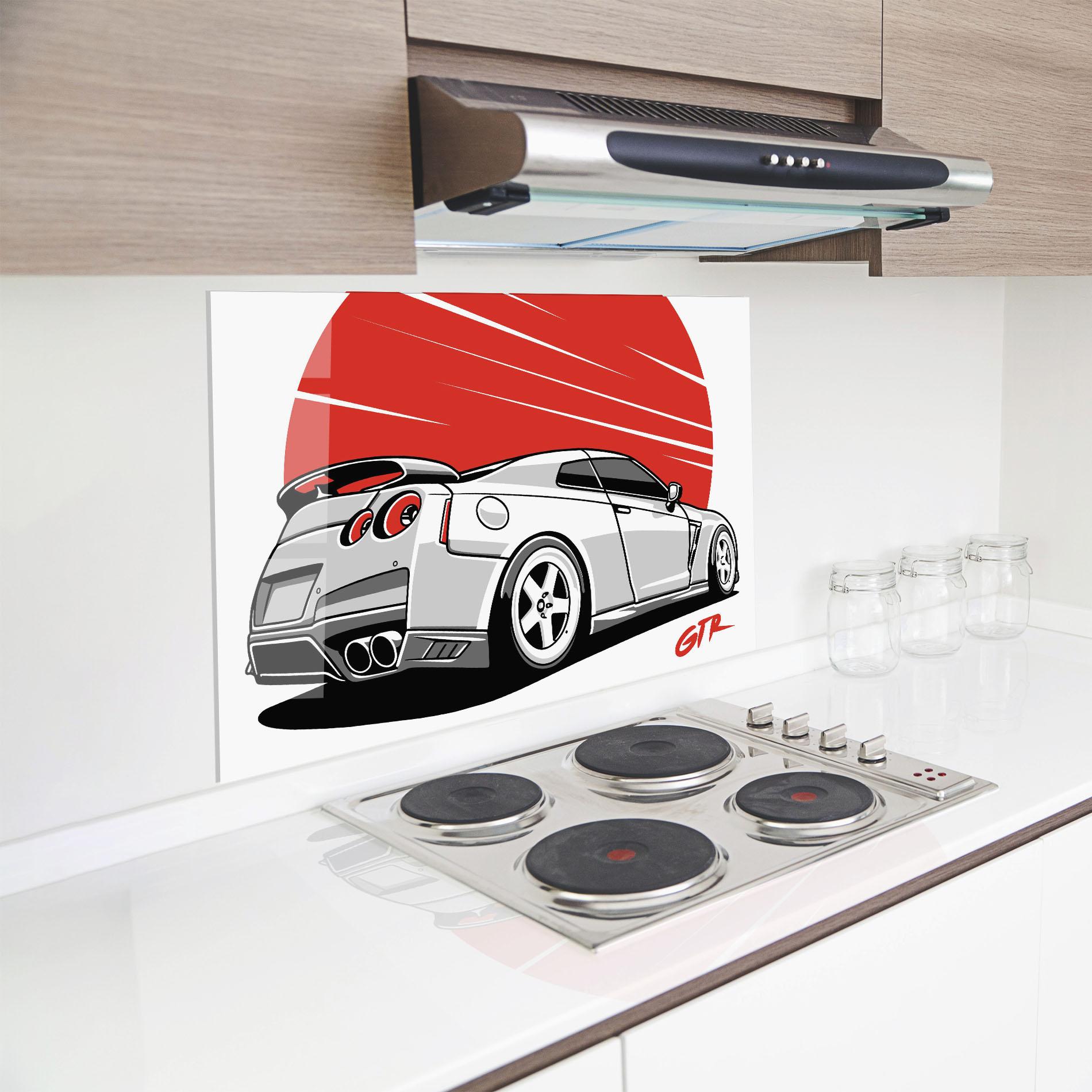 Konyhai üveg hátfal Grey Gtr Car mockup 8