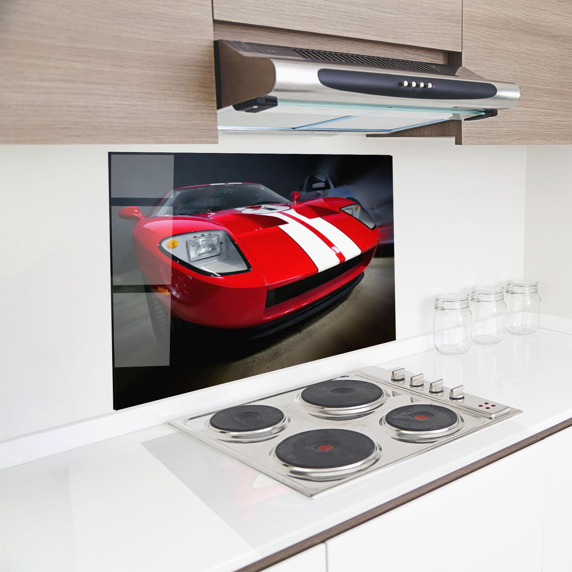 Konyhai üveg hátfal Red Sport Car mockup 8