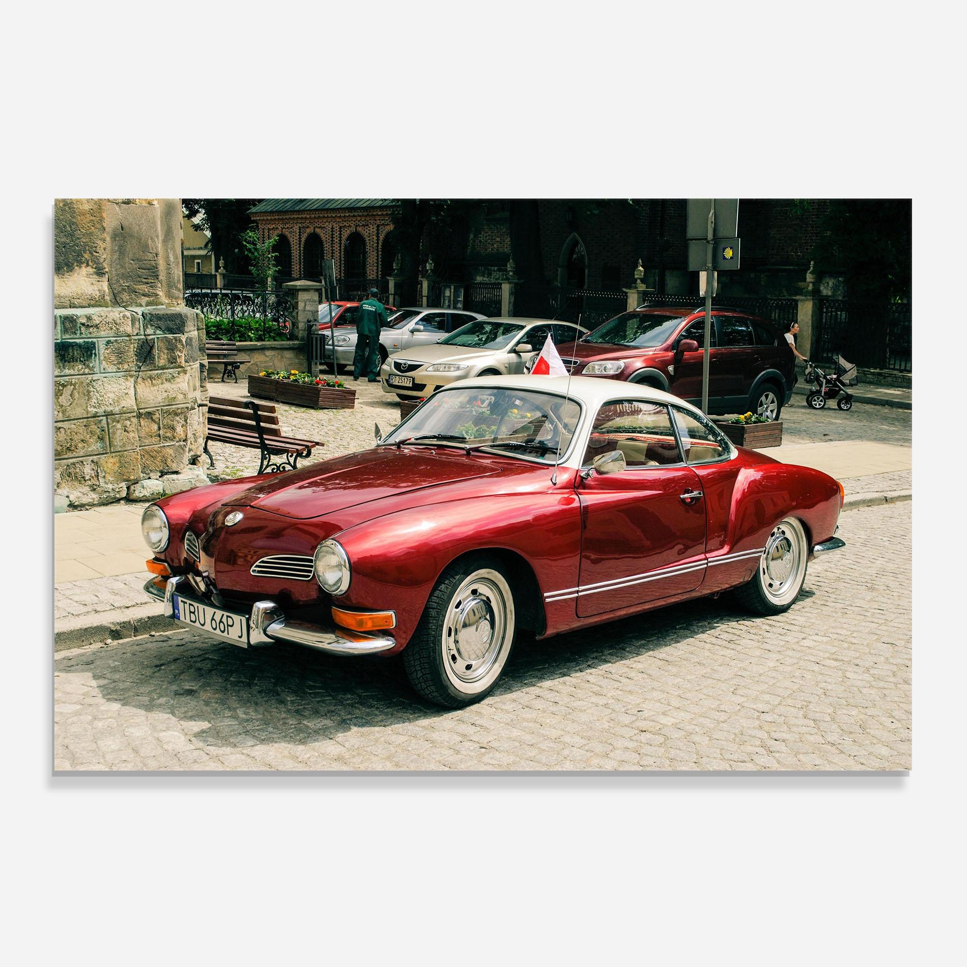 Konyhai üveg hátfal Car Old Red mockup 0