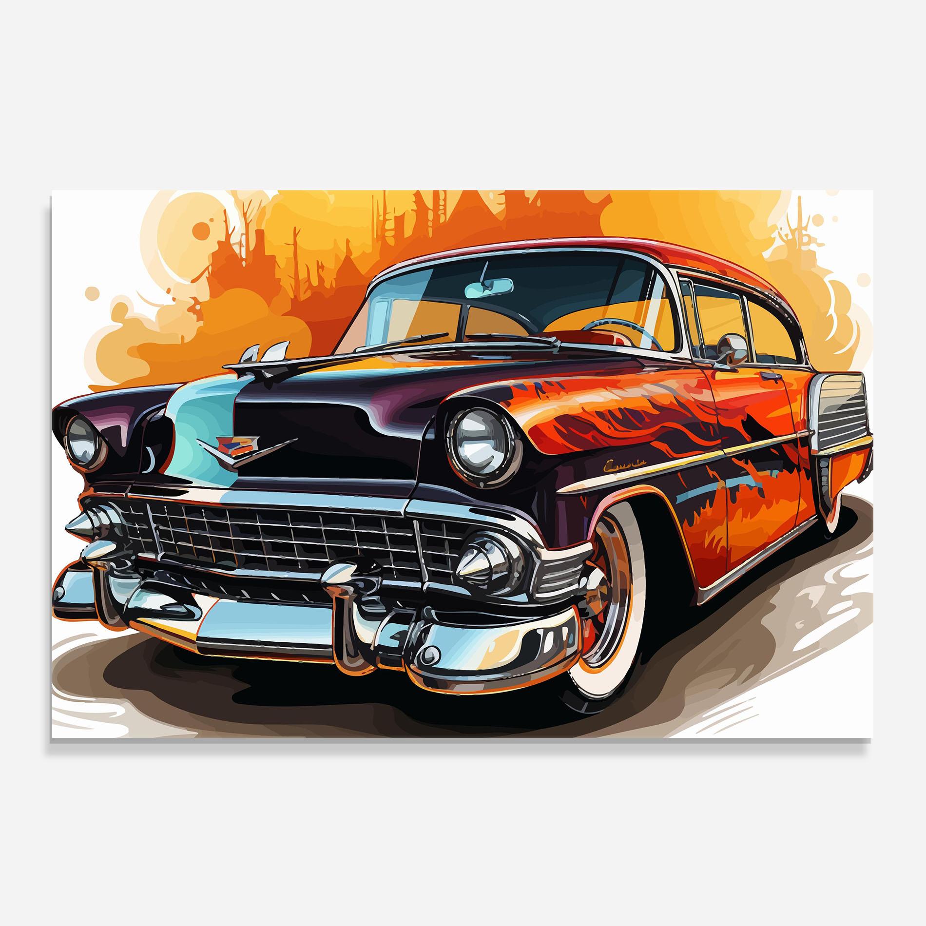 Konyhai üveg hátfal Cool Vintage Car mockup 0