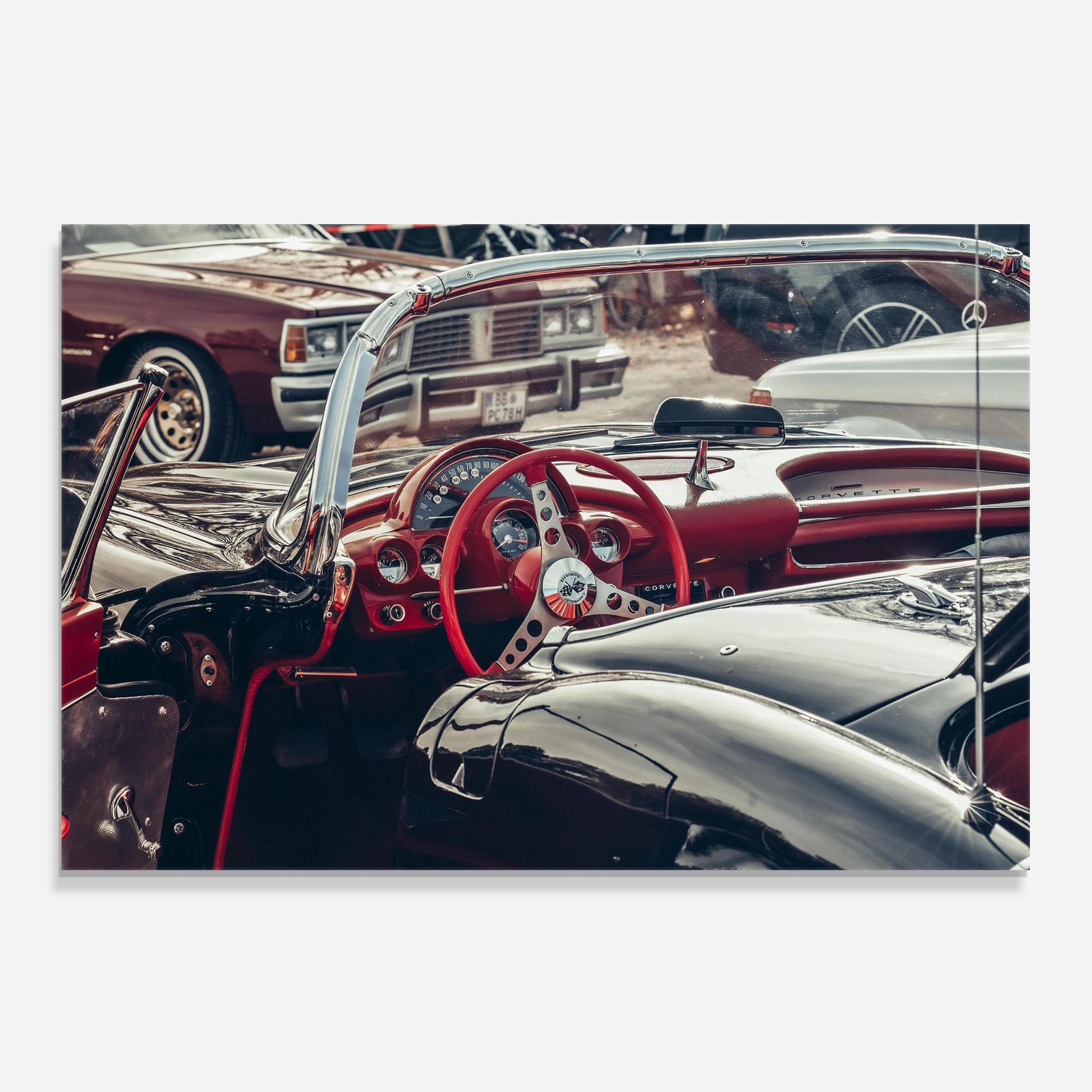 Konyhai üveg hátfal Steering Wheel Red mockup 0